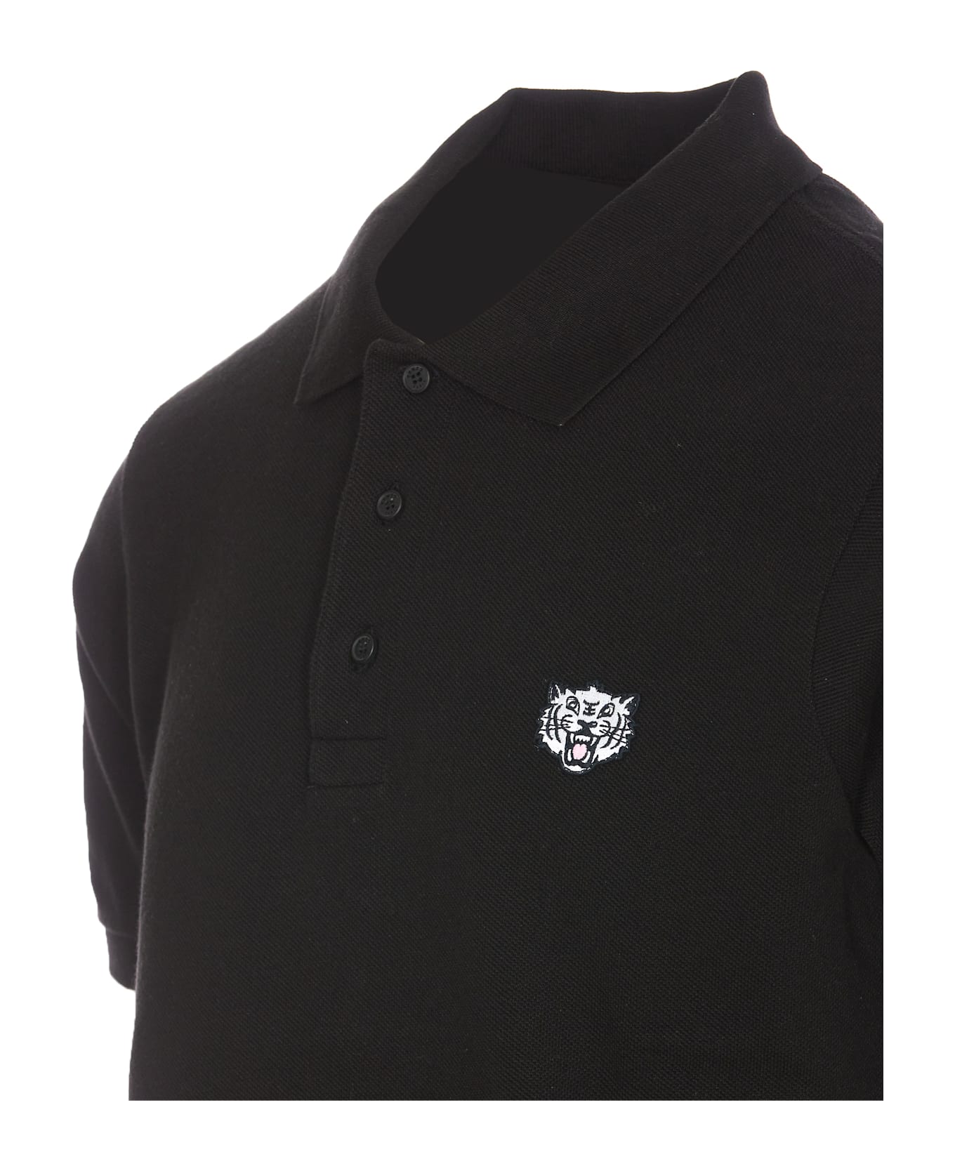 Kenzo Gots Happy Tiger Embroidered Polo - Black