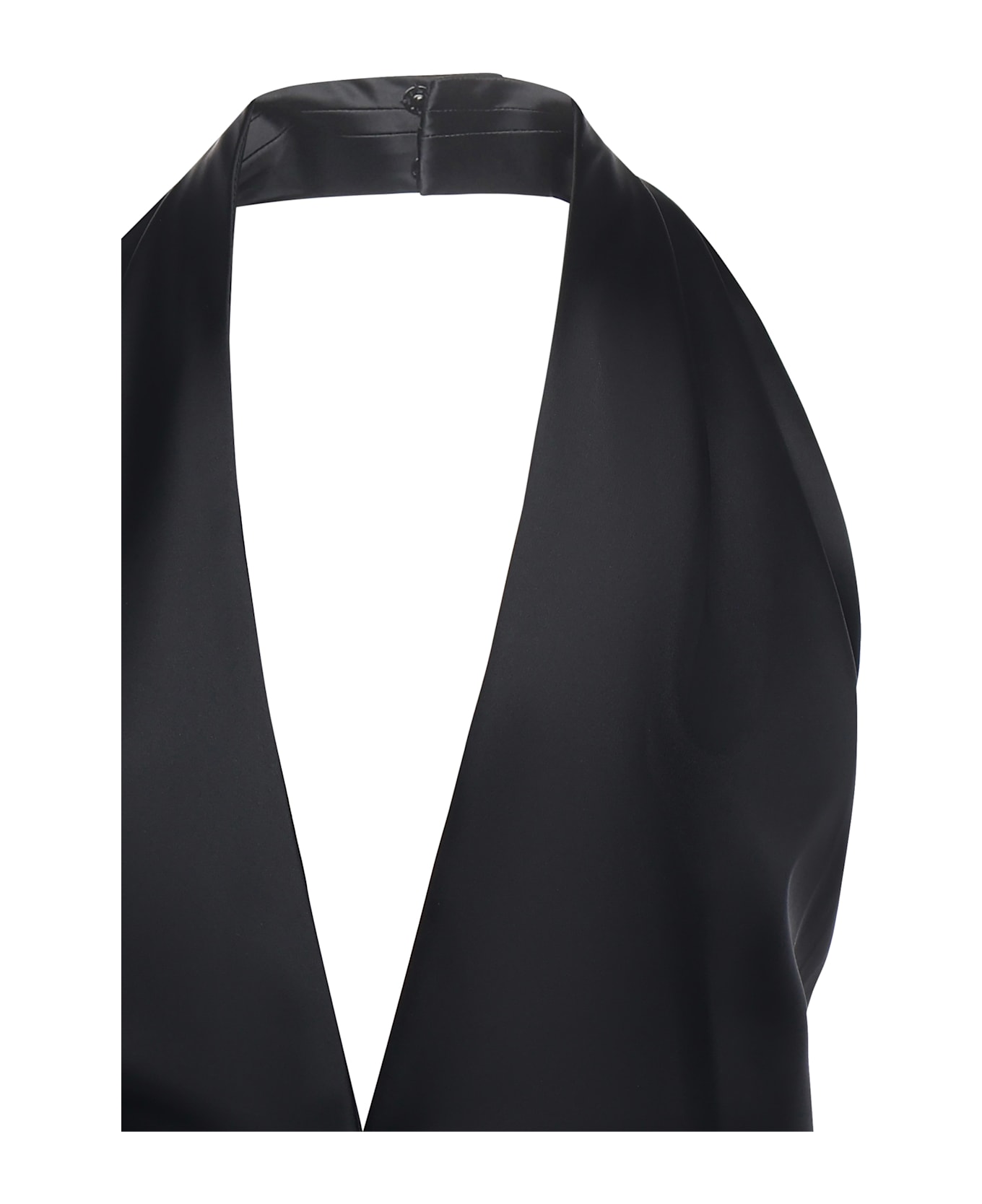 Genny Satin Wrap Top - Black