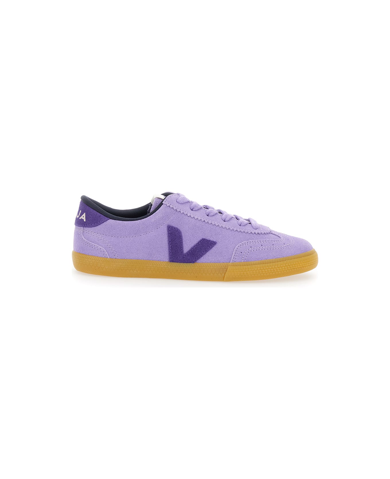 Veja 'volley' Violet Sneaker With Side Logo And Lettering Logo On The Heel In Organic Cotton Unisex - Violet