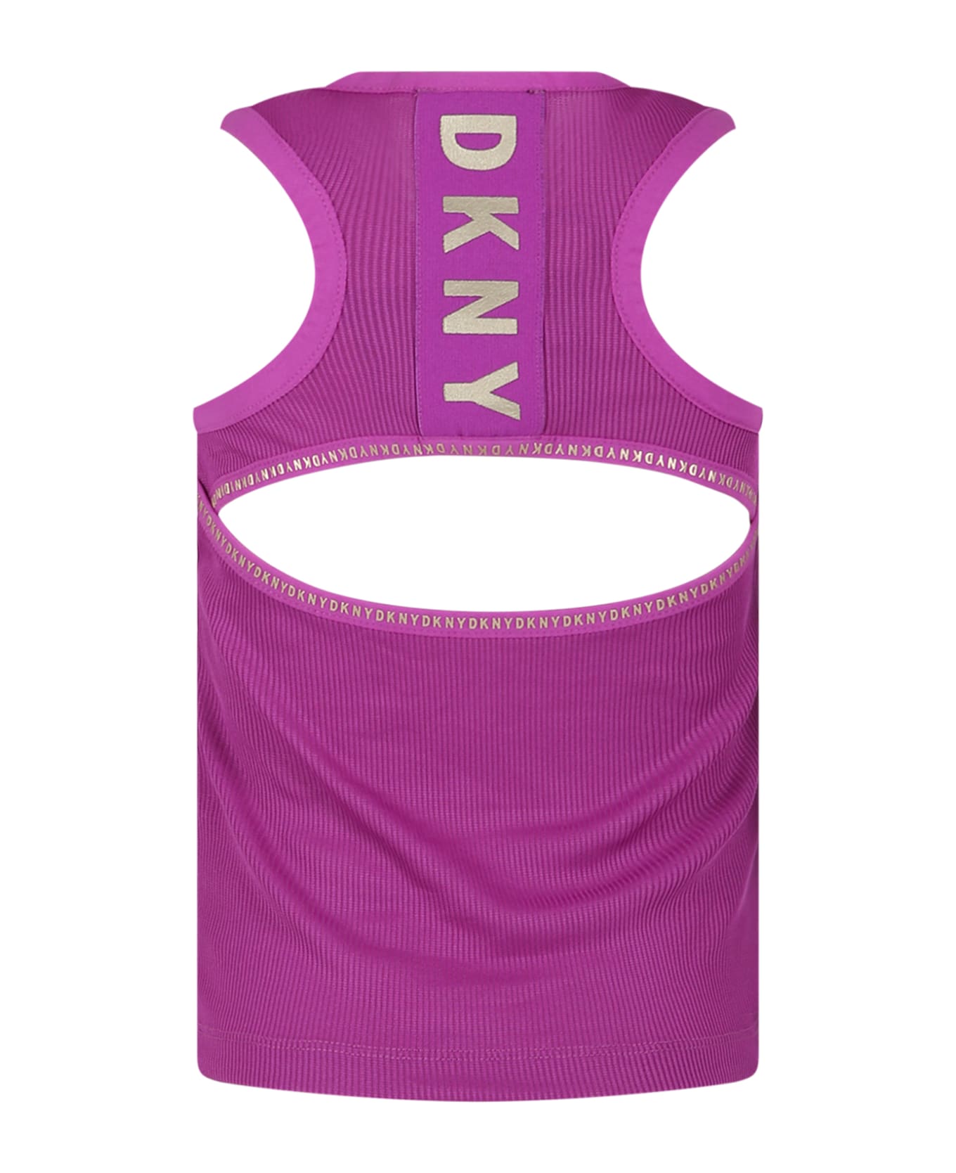 DKNY Purple Tank Top For Girl With Logo - Violet