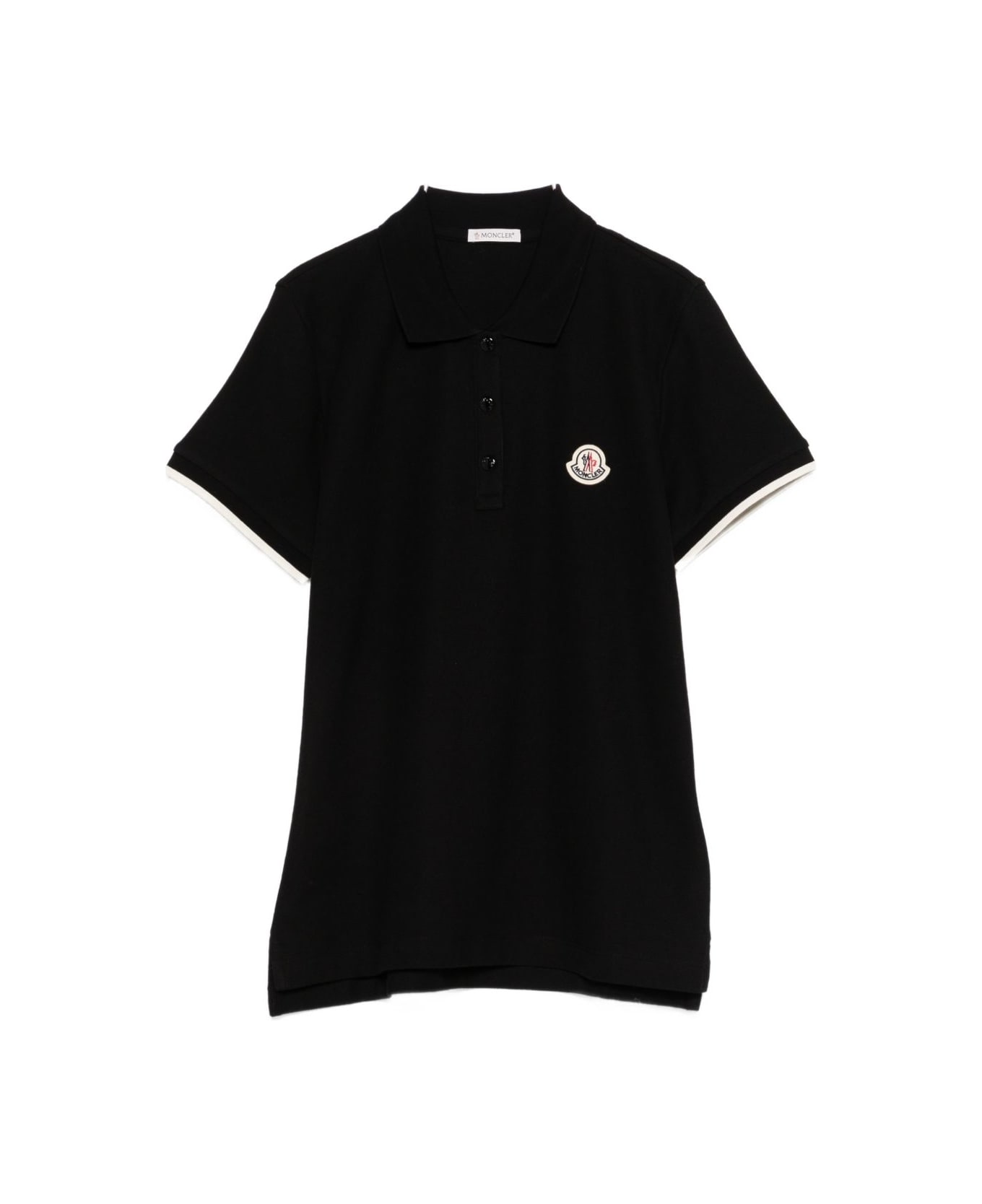 Moncler Logo Cotton Polo Shirt - Black