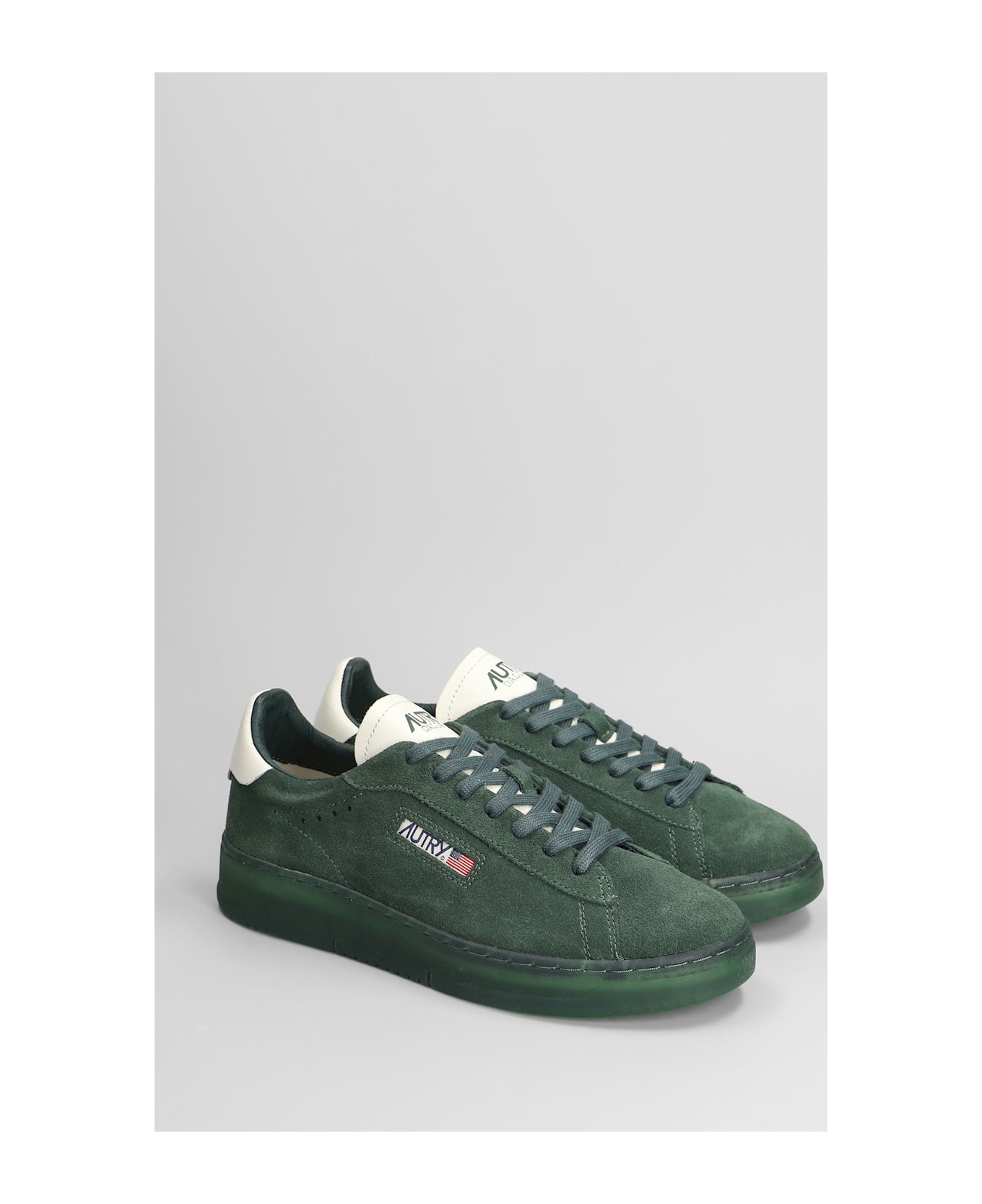 Autry Dallas Low Sneakers In Green Suede - green