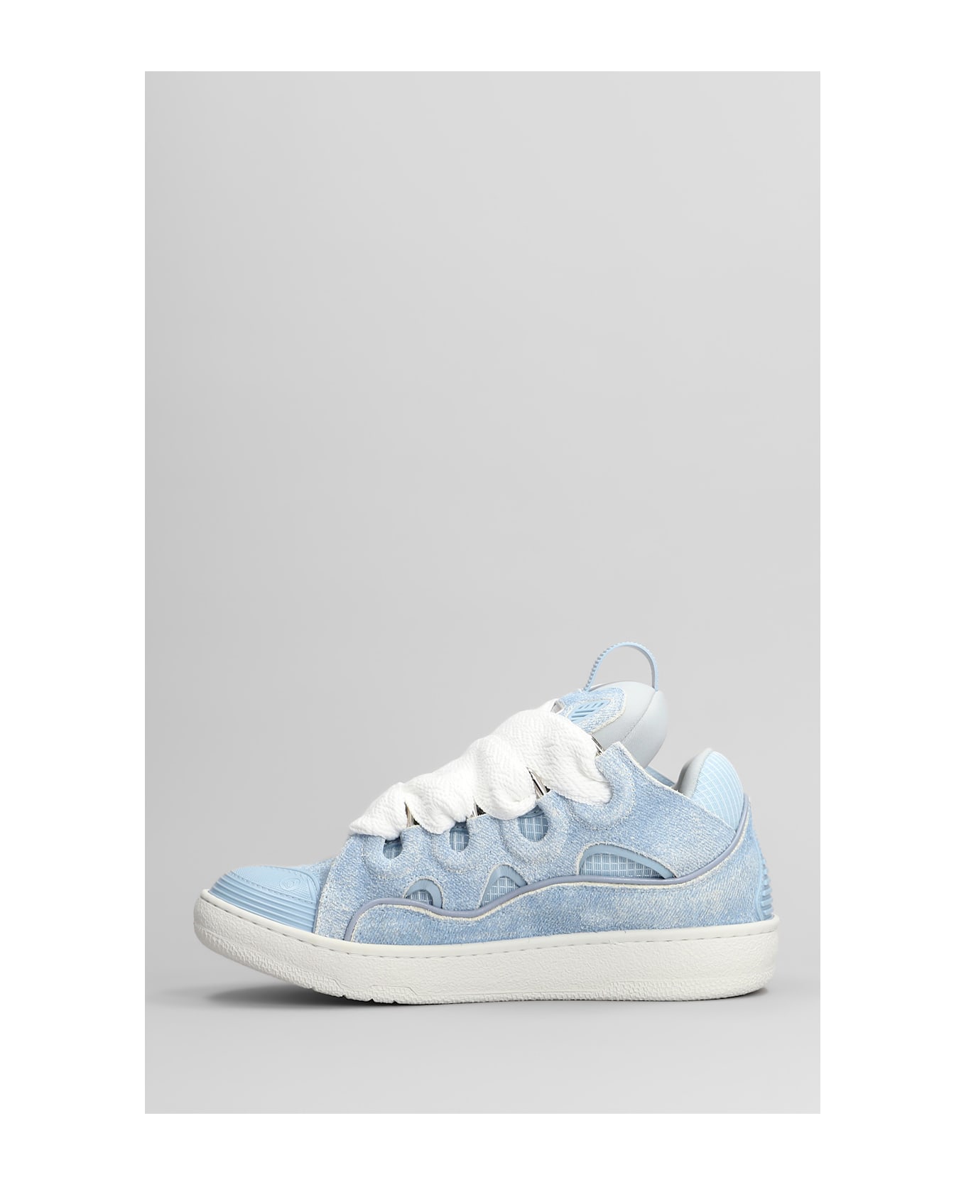 Lanvin Curb Sneakers In Cyan Leather - cyan