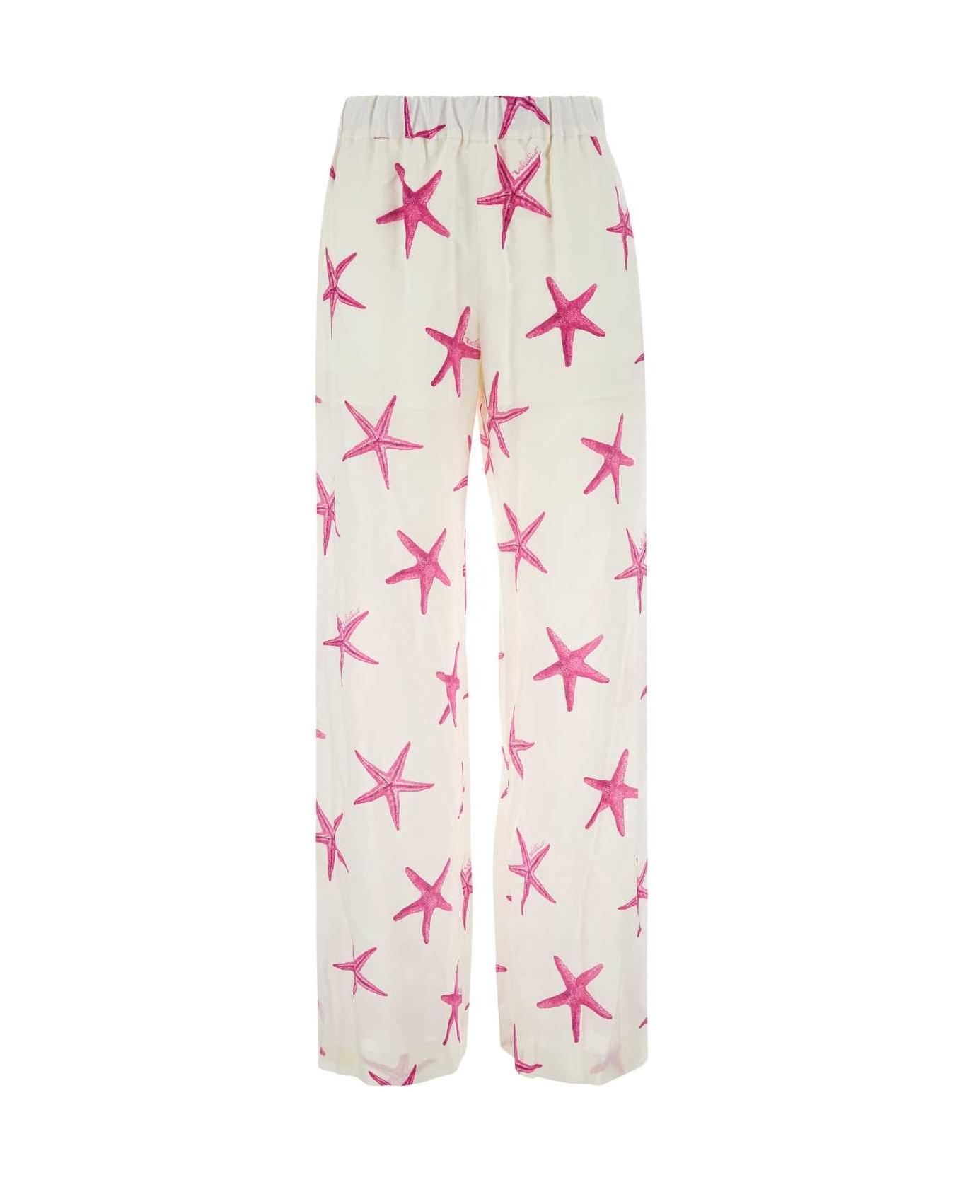 Valentino Garavani Printed Crepe Valentino Garavani Escape Pant - AVORIOPINKPP