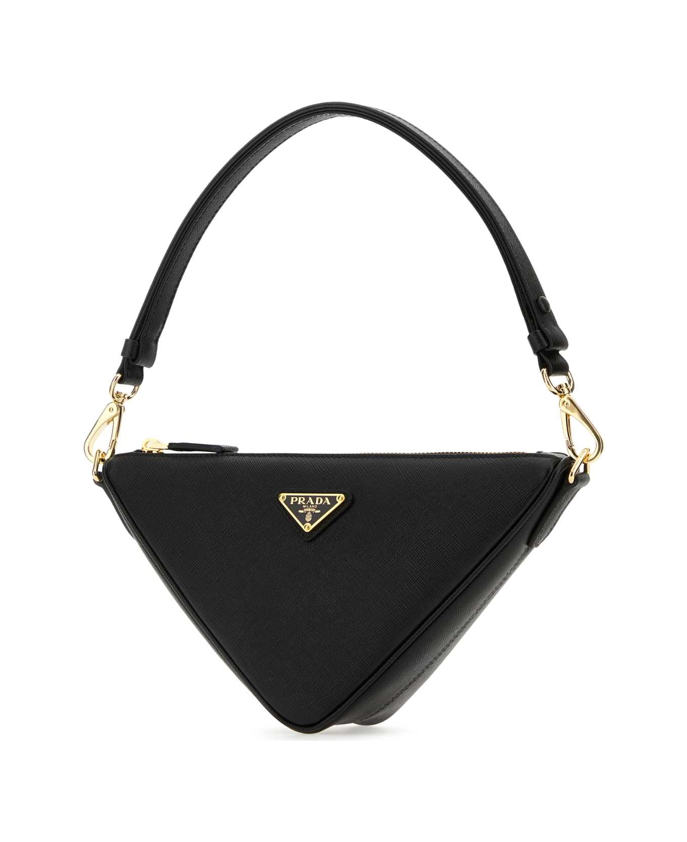 Prada Black Leather Prada Triangle Shoulder Bag - NERO