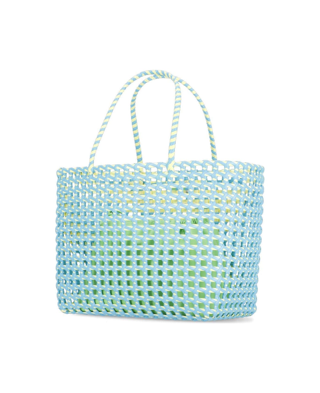 MSGM Logo Patch Basket Bag - Light Blue