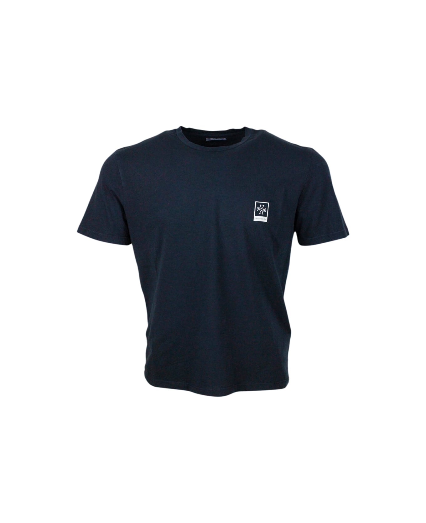 Jacob Cohen Short-sleeved Crew-neck T-shirt In Stretch Cotton With Logo On The Chest - Blu シャツ