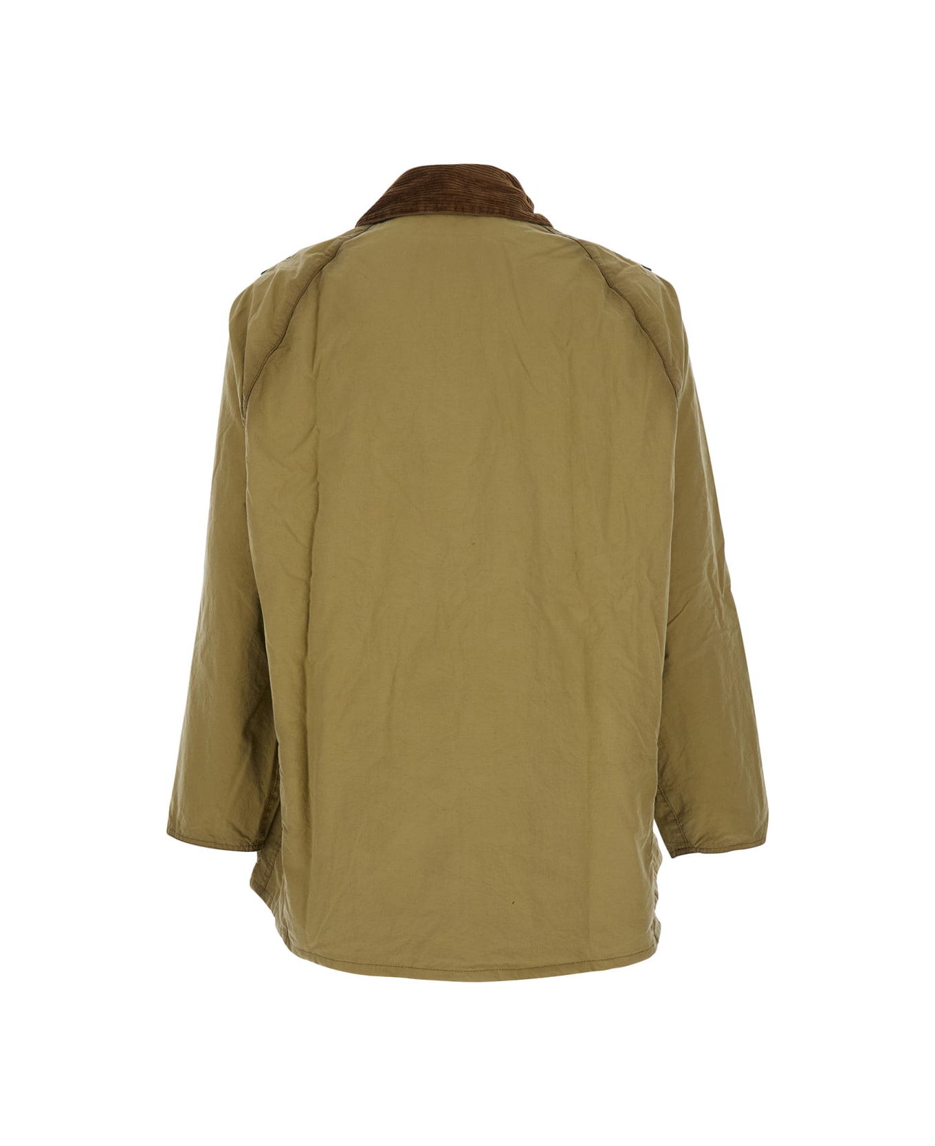 Barbour Beige Jacket With Contrasting Corduroy Collar In Cotton Man - Green