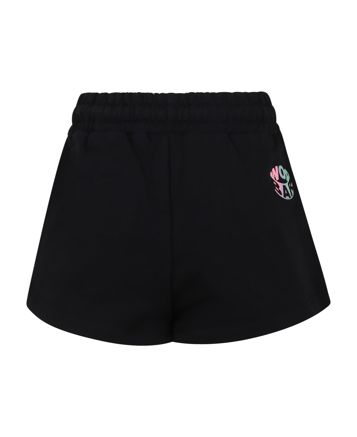 Barrow Black Shorts For Girl With Smiley Faces - Nero ボトムス