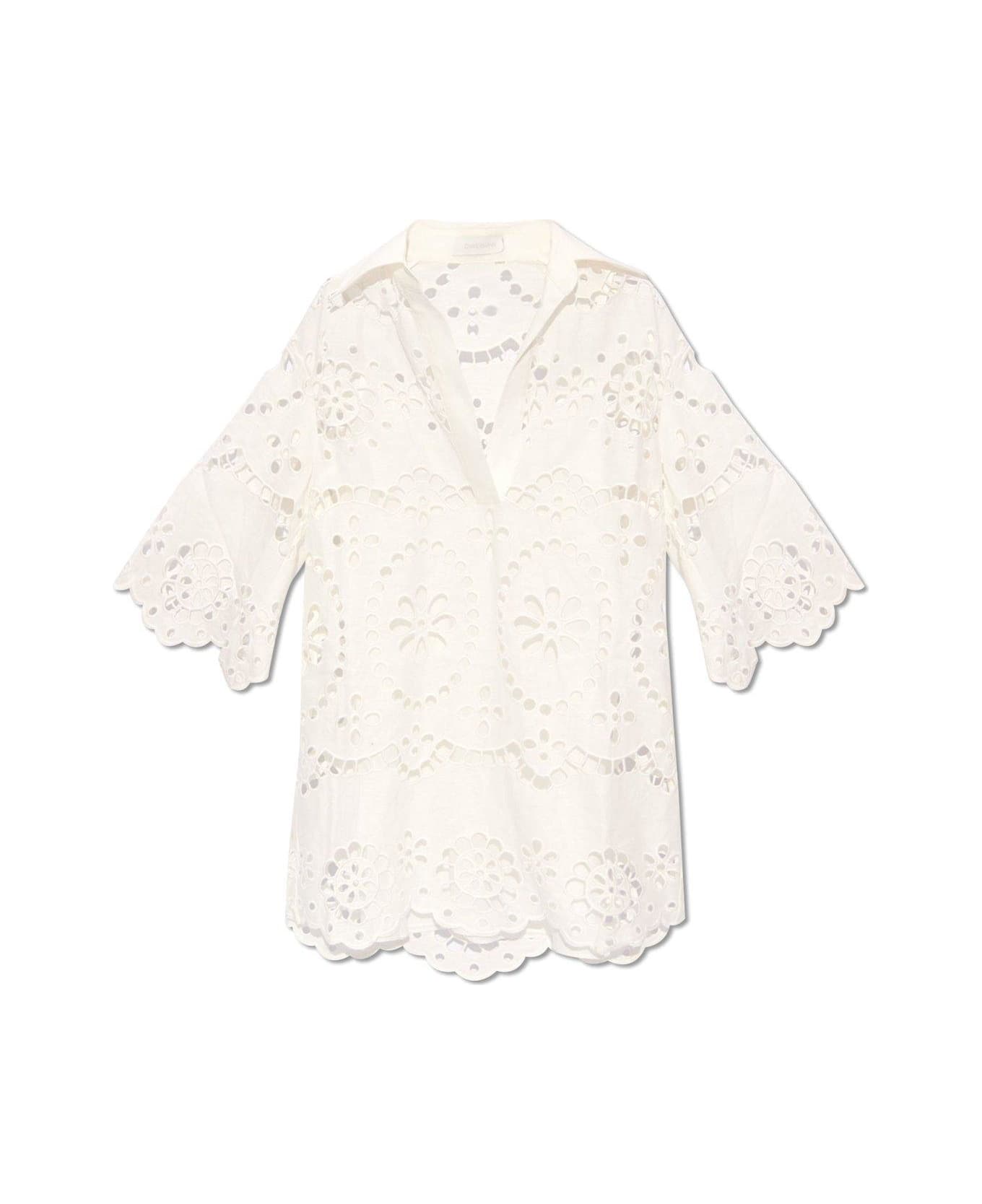 Zimmermann Lexi Embroidered Tunic - Bianco ブラウス