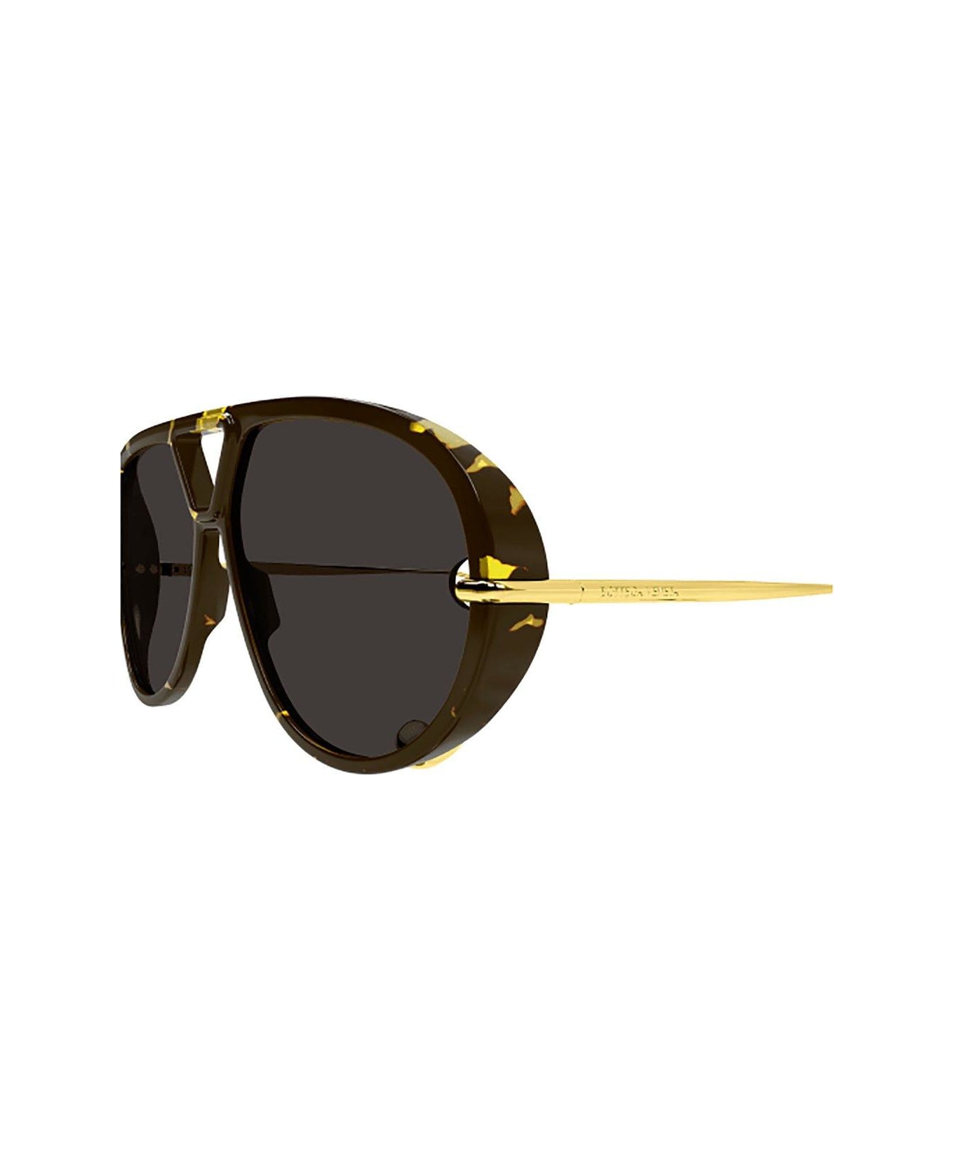 Bottega Veneta Eyewear Pilot Frame Sunglasses - HAVANA-GOLD-GREY