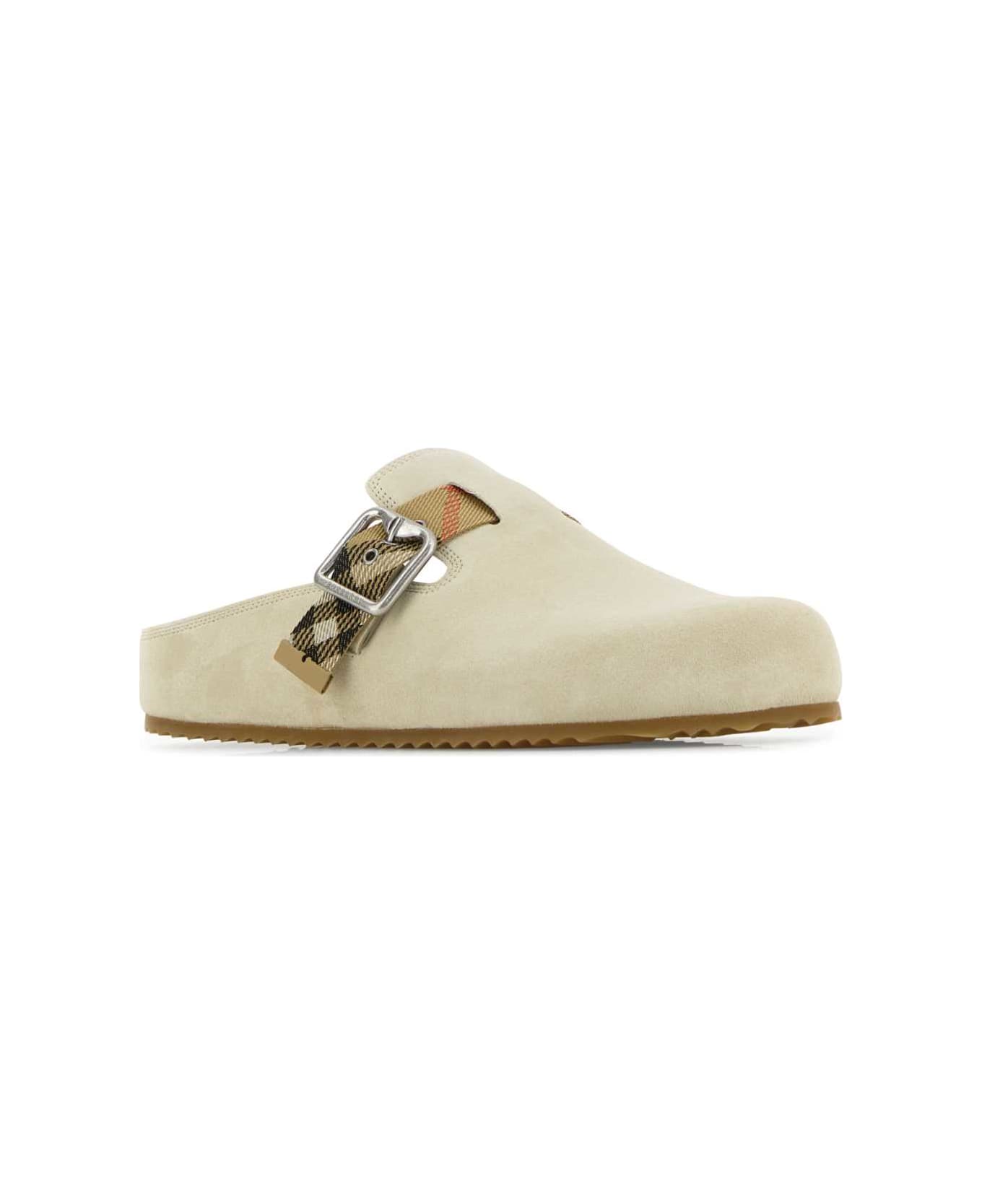 Burberry Sand Suede Slippers - BAKE
