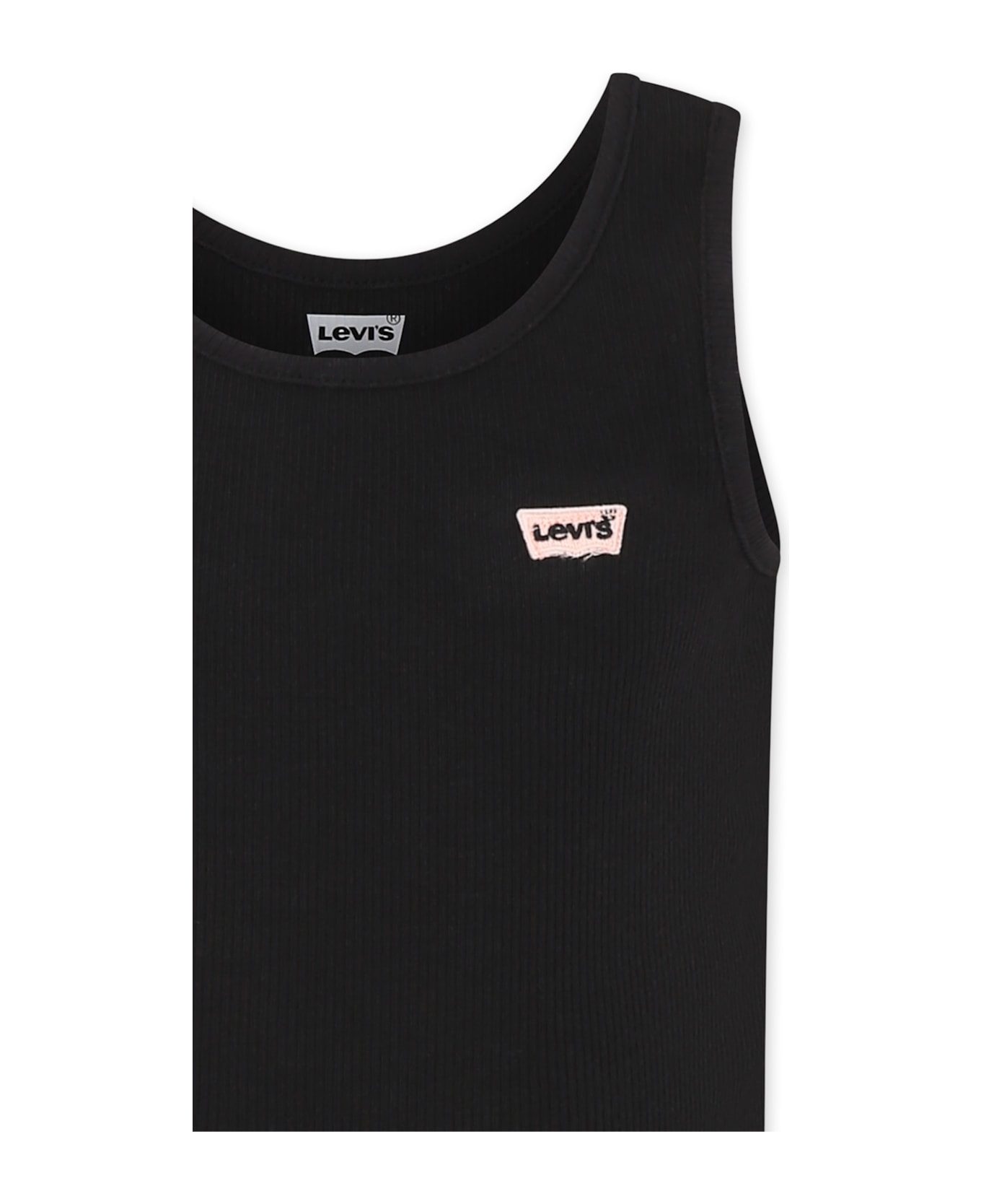 Levi's Black Tank Top For Girl With Logo - Black