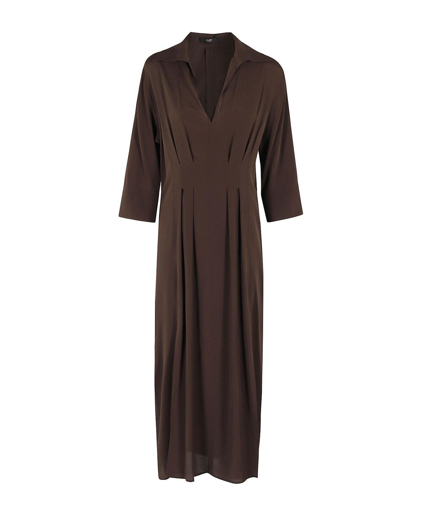 Seventy V-neck Long Dress - Brown