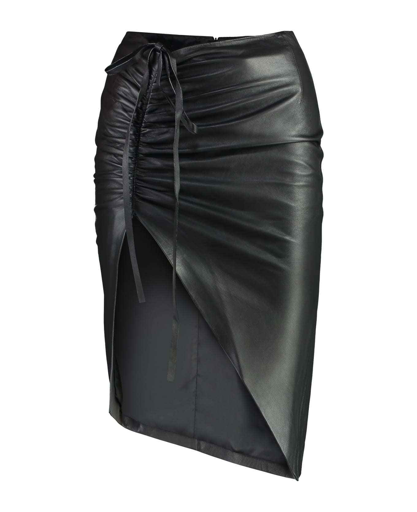 ANDREĀDAMO Leather Skirt - black