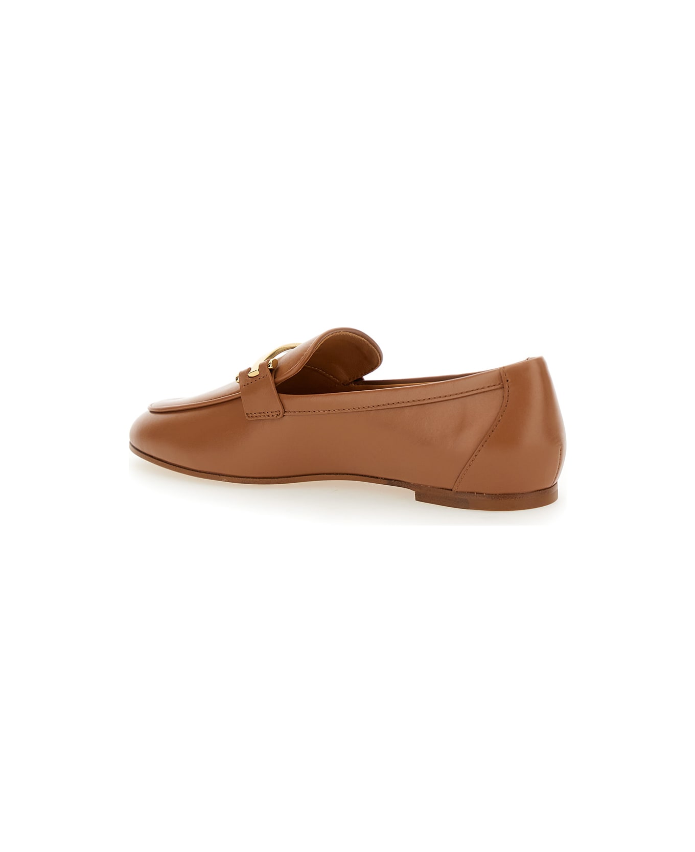 Tod's Brown Loafers With Logo Plaque In Leather Woman - BROWN