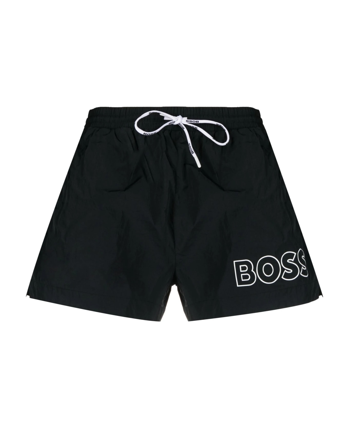 Hugo Boss Black Quick-drying Beach Boxers With Profiled Logo - Black