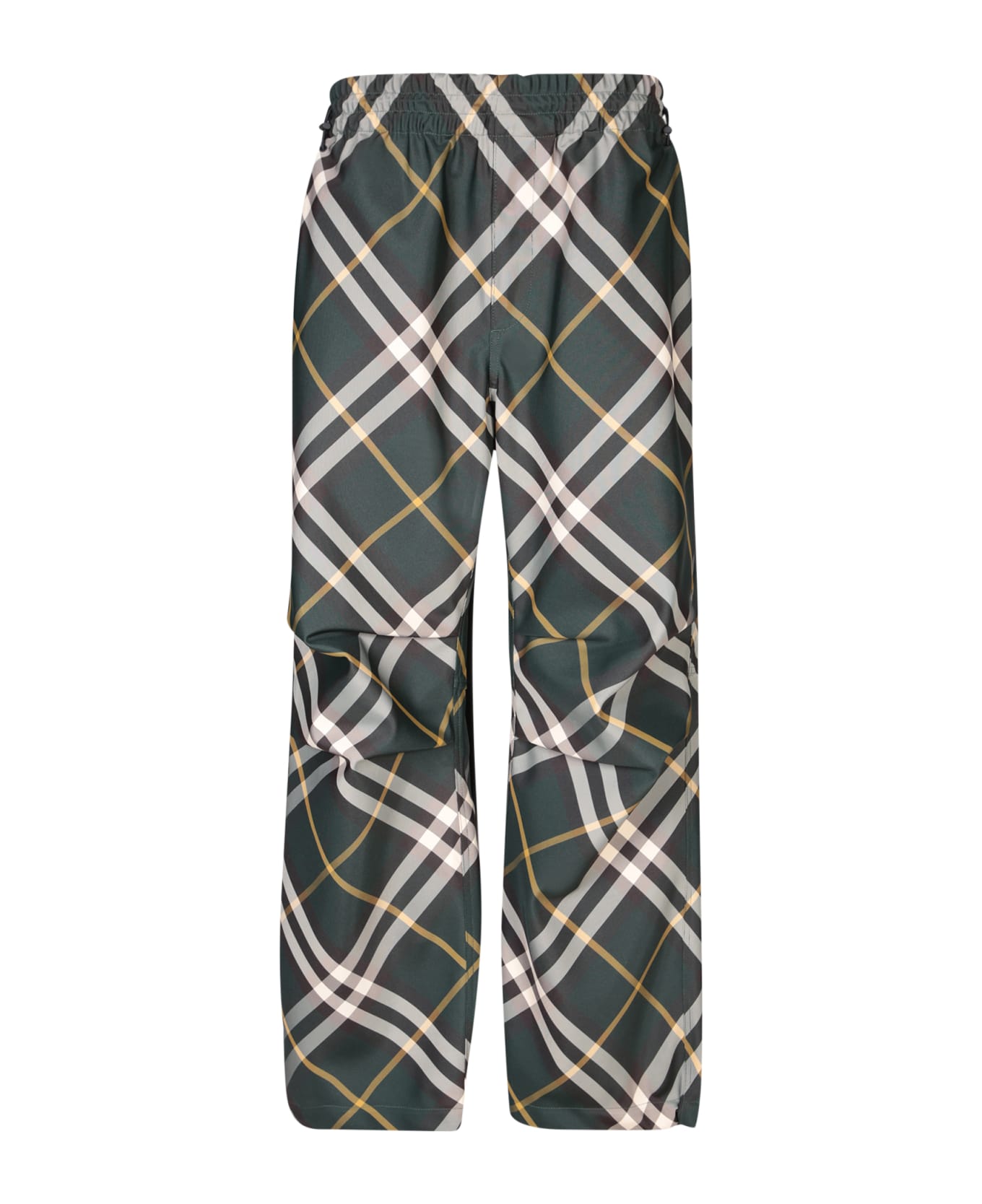 Burberry Wide-leg Equestrian Knight Motif Checked Trousers - Green