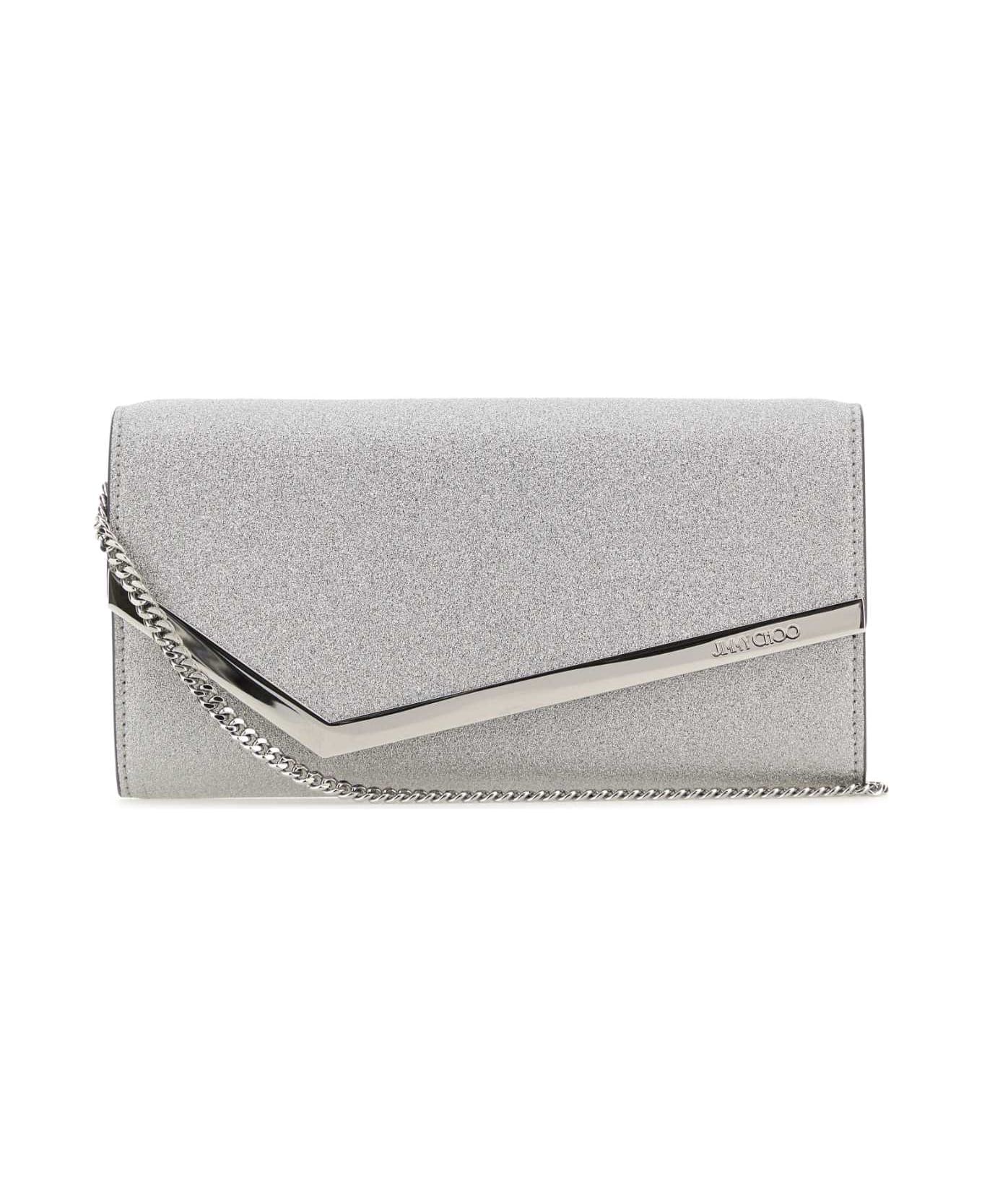 Jimmy Choo Embellished Leather Emmie Clutch - SILVER