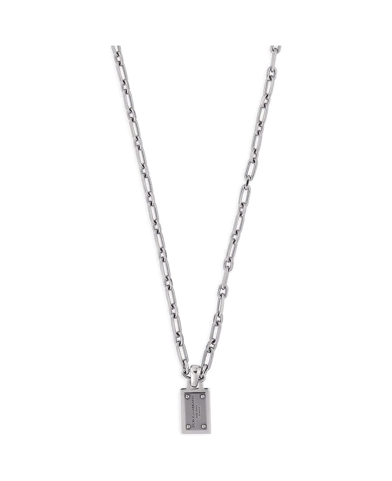 Dolce & Gabbana Logo Charm Necklace - Silver