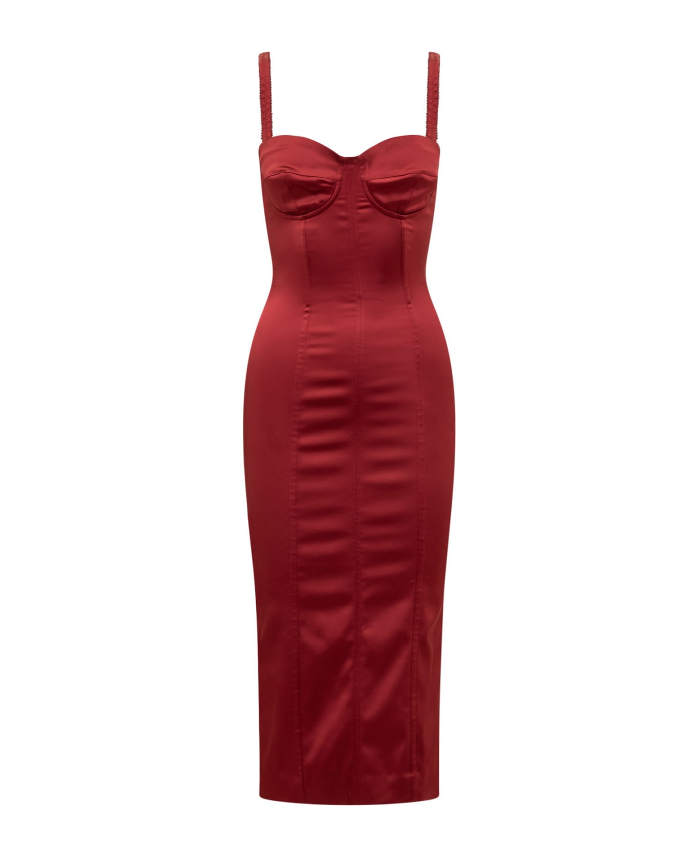 Dolce & Gabbana Bustier Midi Dress - Deep Red