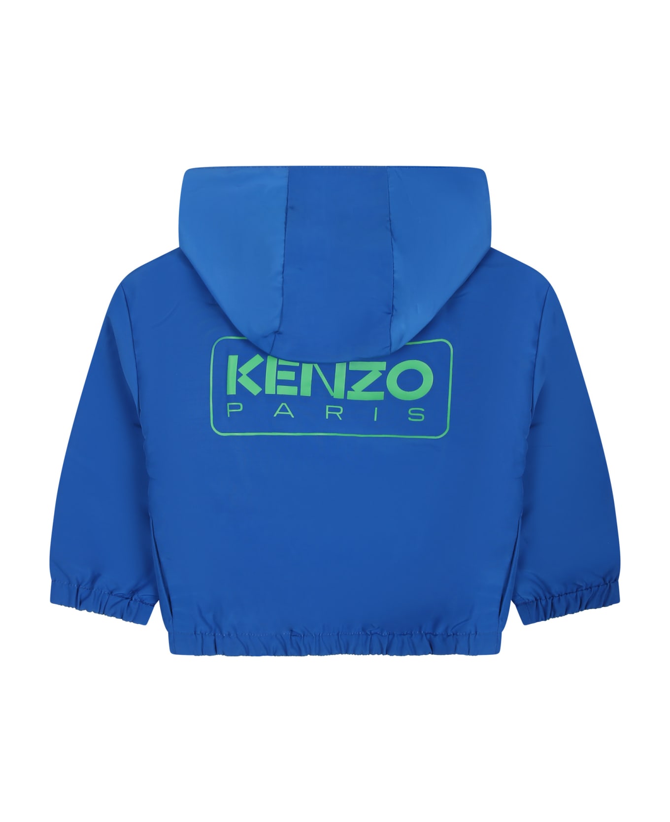 Kenzo Kids Reversible Windbreaker For Baby Boy With Logo - Light Blue