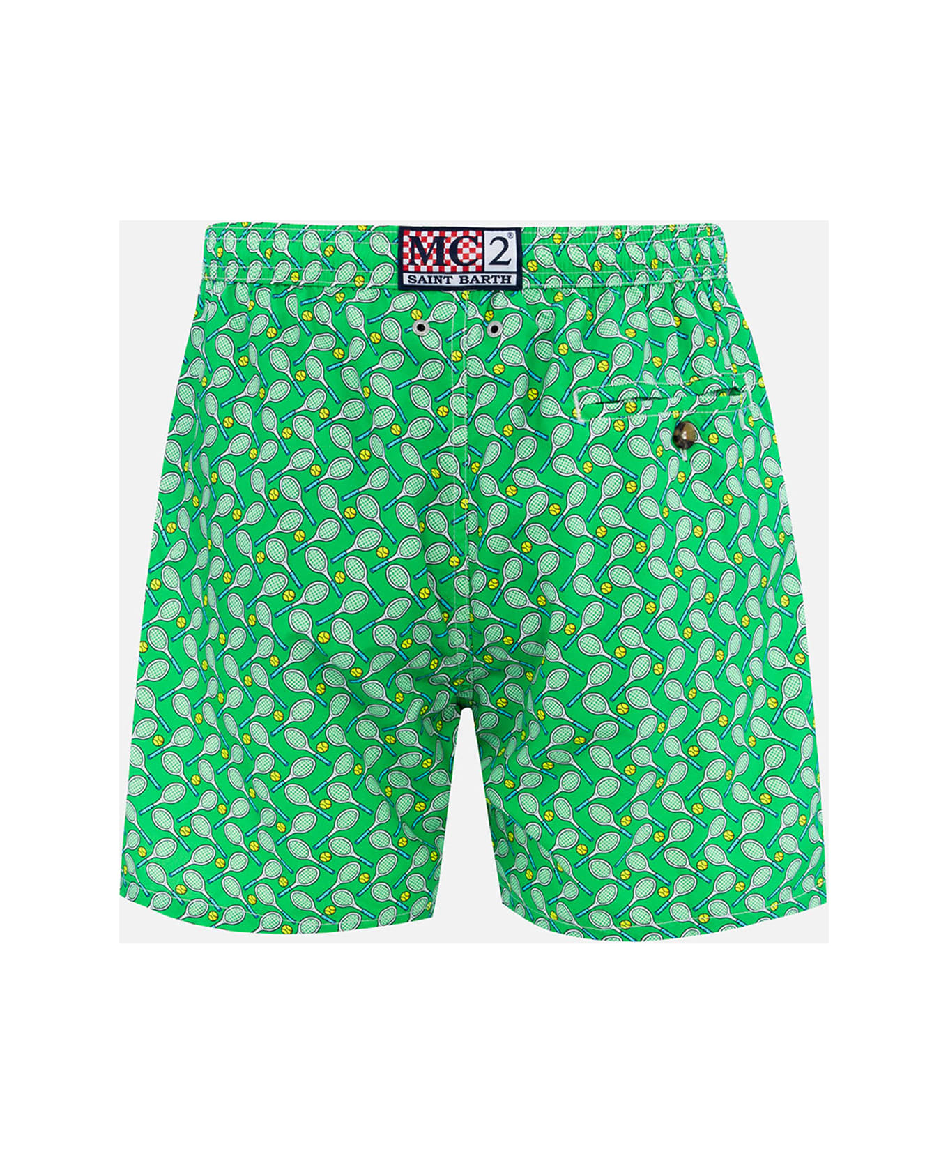 MC2 Saint Barth Man Lightweight Fabric Swim-shorts Lighting Micro Fantasy With Tennis Print - GREEN