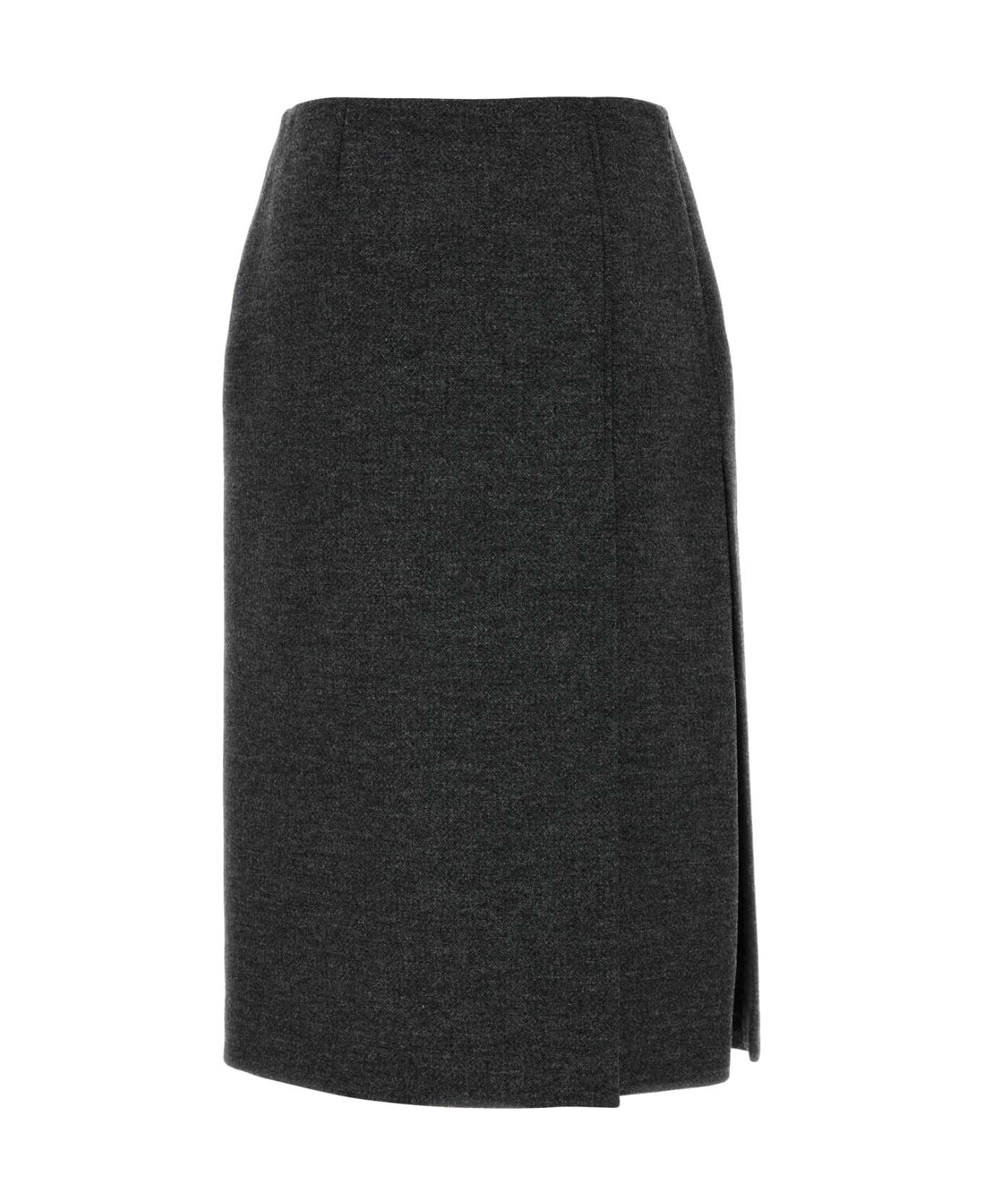 Prada Charcoal Wool Skirt - ARDESIA