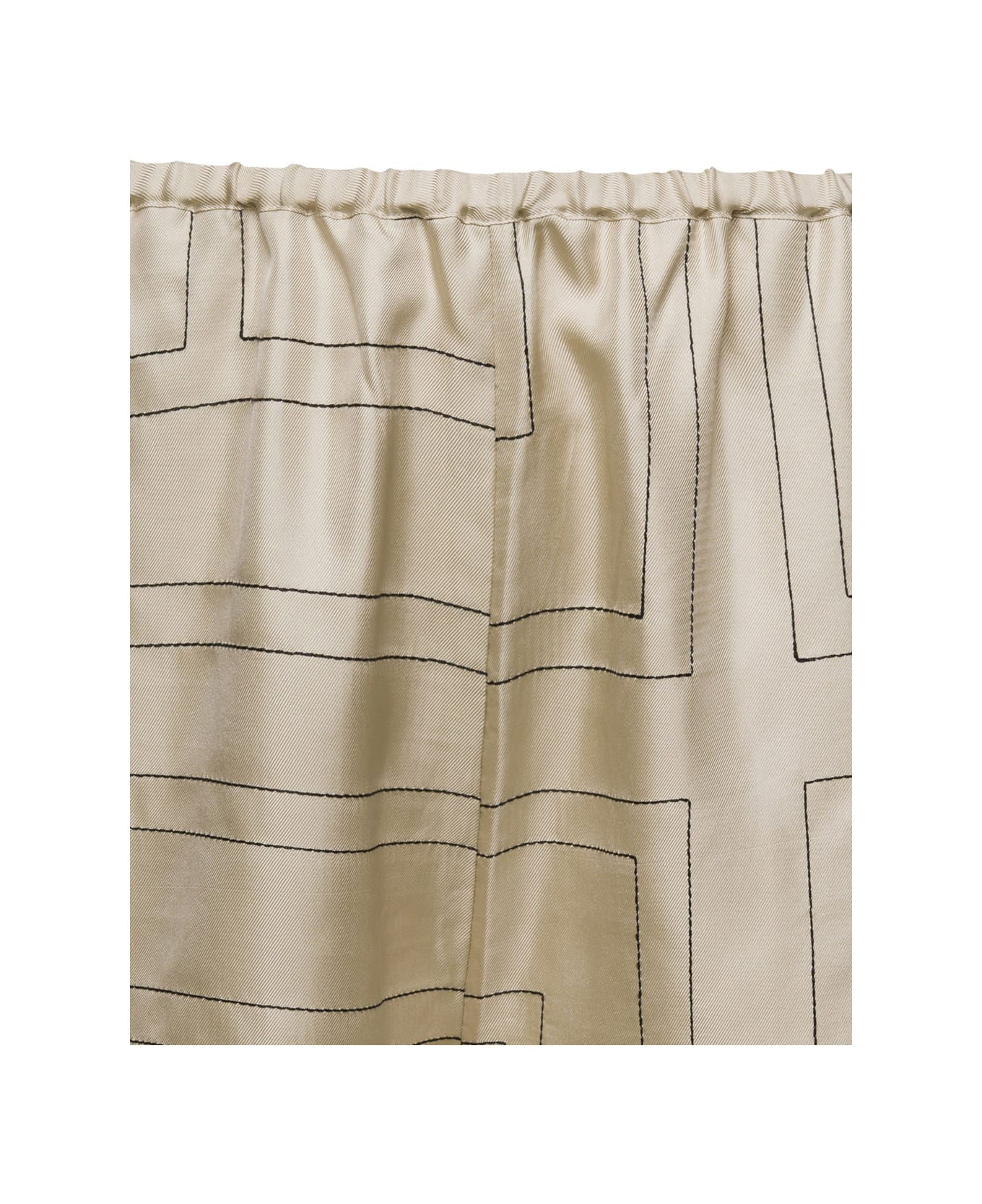 Totême Beige Shorts With Geometric Logo Print In Silk Woman - Beige