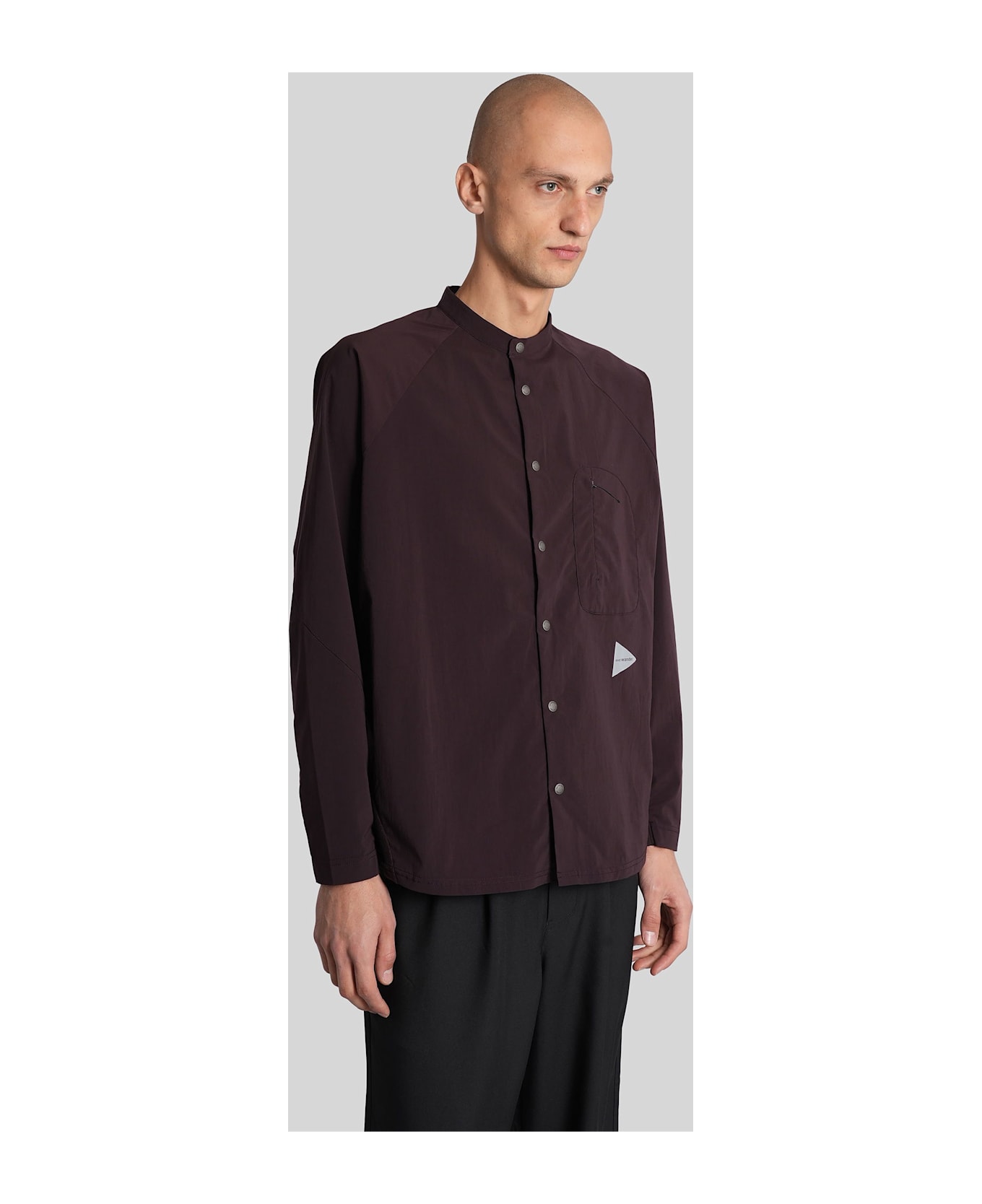 And Wander Shirt In Bordeaux Polyester - bordeaux