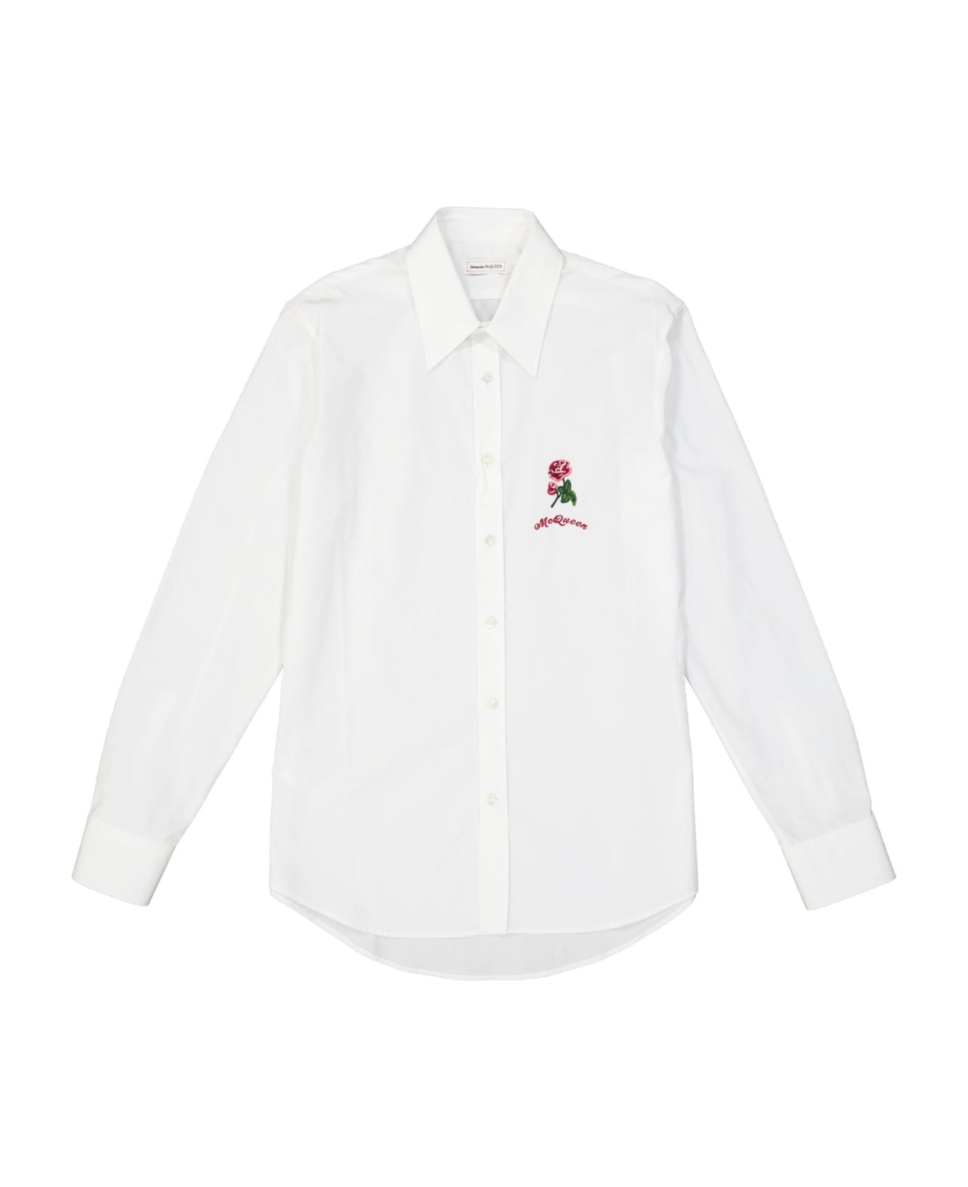 Alexander McQueen Flower Embroidered Cotton Shirt - White シャツ