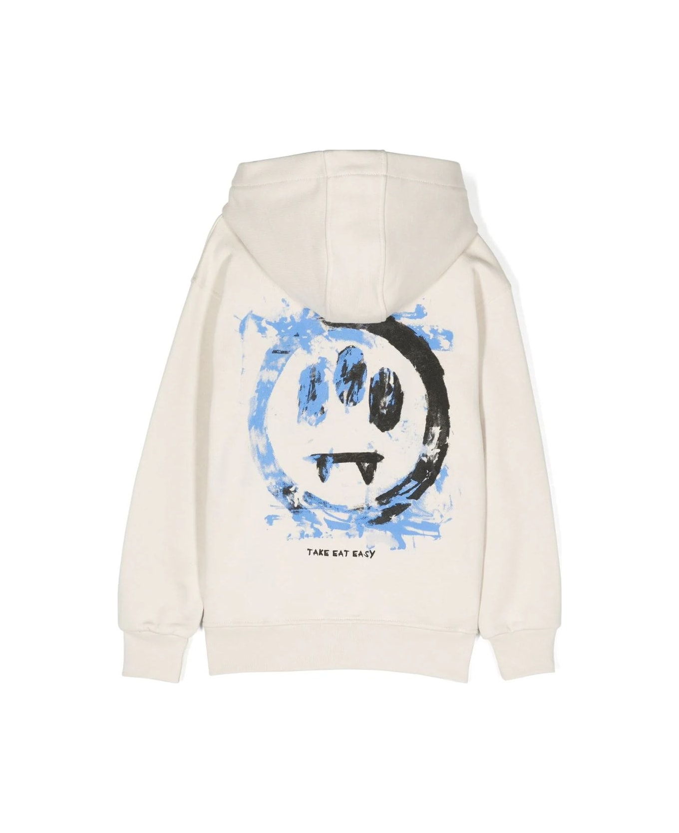 Barrow Dove Hoodie With Logo And Lettering - Bianco
