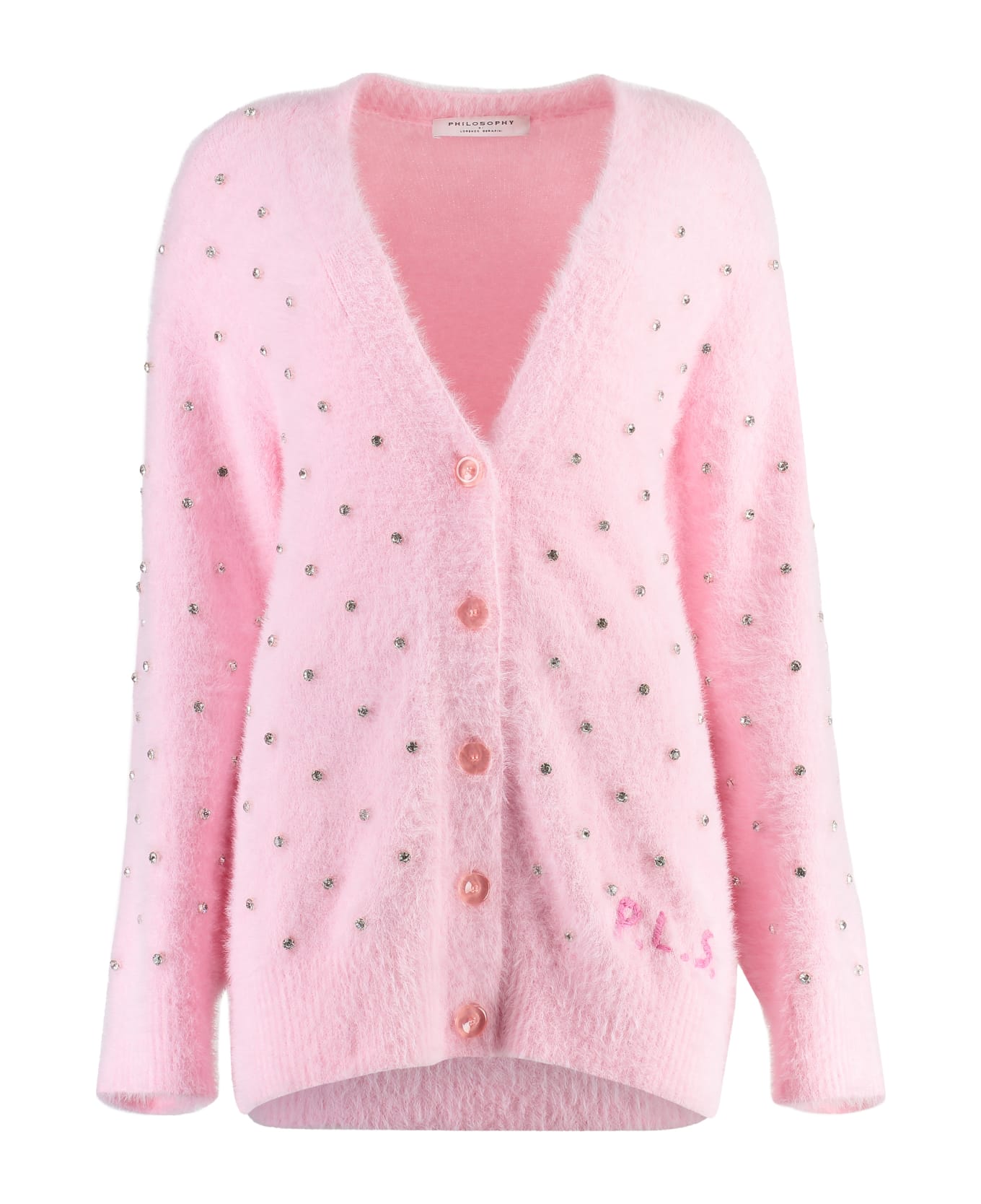 Philosophy di Lorenzo Serafini Rhinestones Knitted Cardigan - Pink