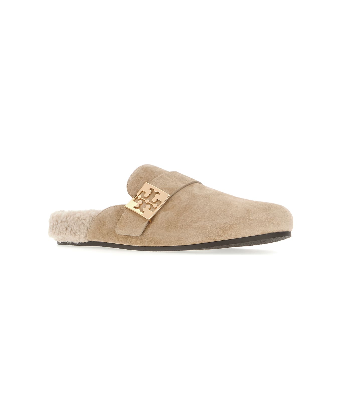 Tory Burch Cappuccino Suede Mellow Slippers - NOISETTE TAUPE