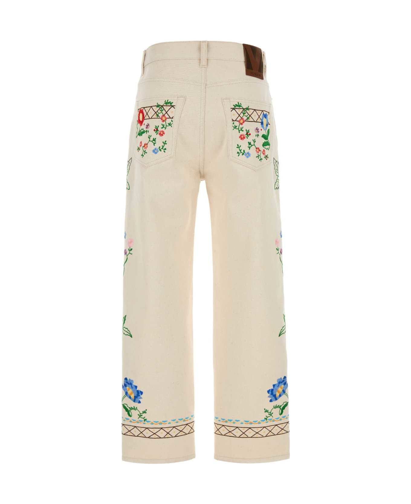 Valentino Garavani Melange Ivory Denim Jeans - ECRU