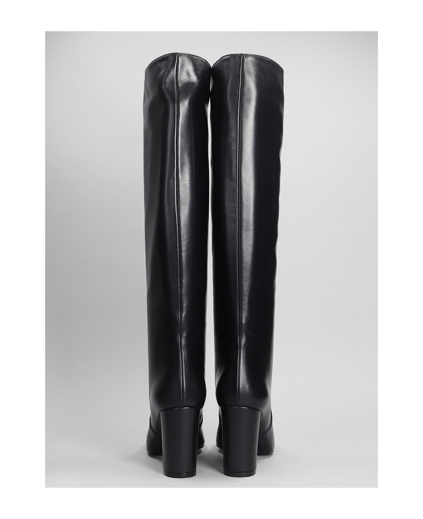 Via Roma 15 High Heels Boots In Black Leather - black