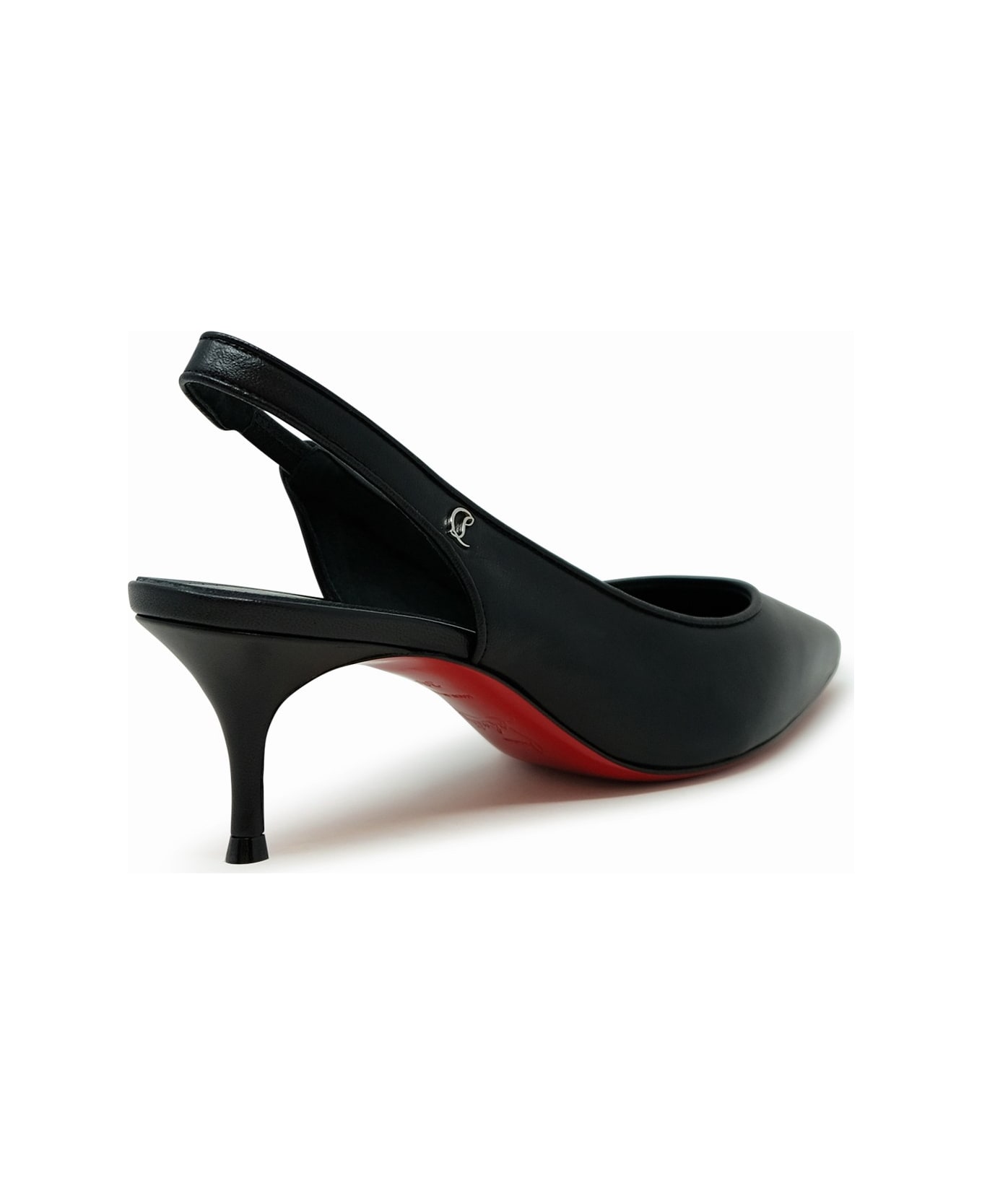 Christian Louboutin Black Leather Sporty 55 Sling - Black/lin Black