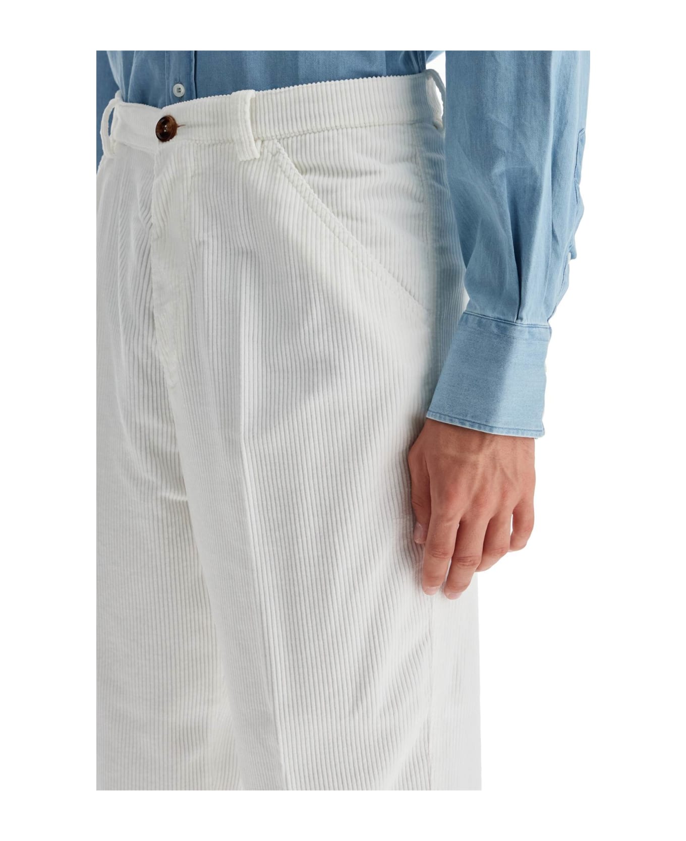 Brunello Cucinelli Corduroy Leisure Fit Pants - NEVE (White)