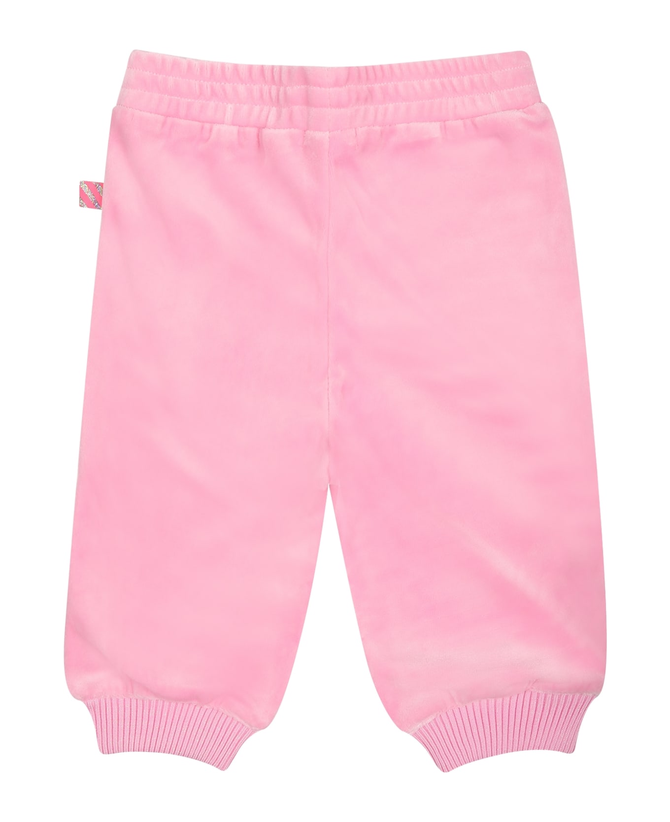 Billieblush Pink Trousers For Baby Girl With Hearts - Pink ボトムス