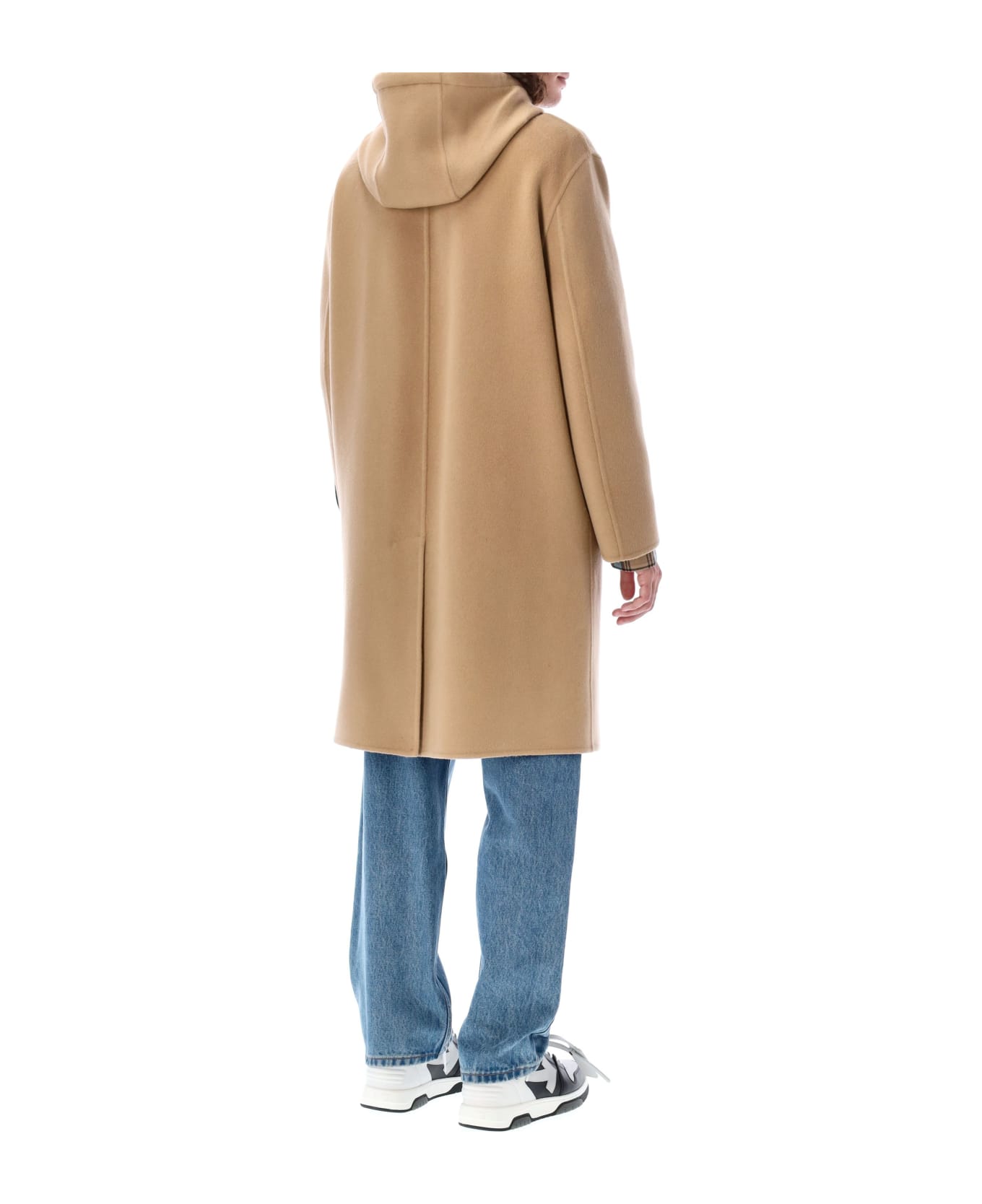 Off-White Tags Cashmere Hooded Coat - CAMEL