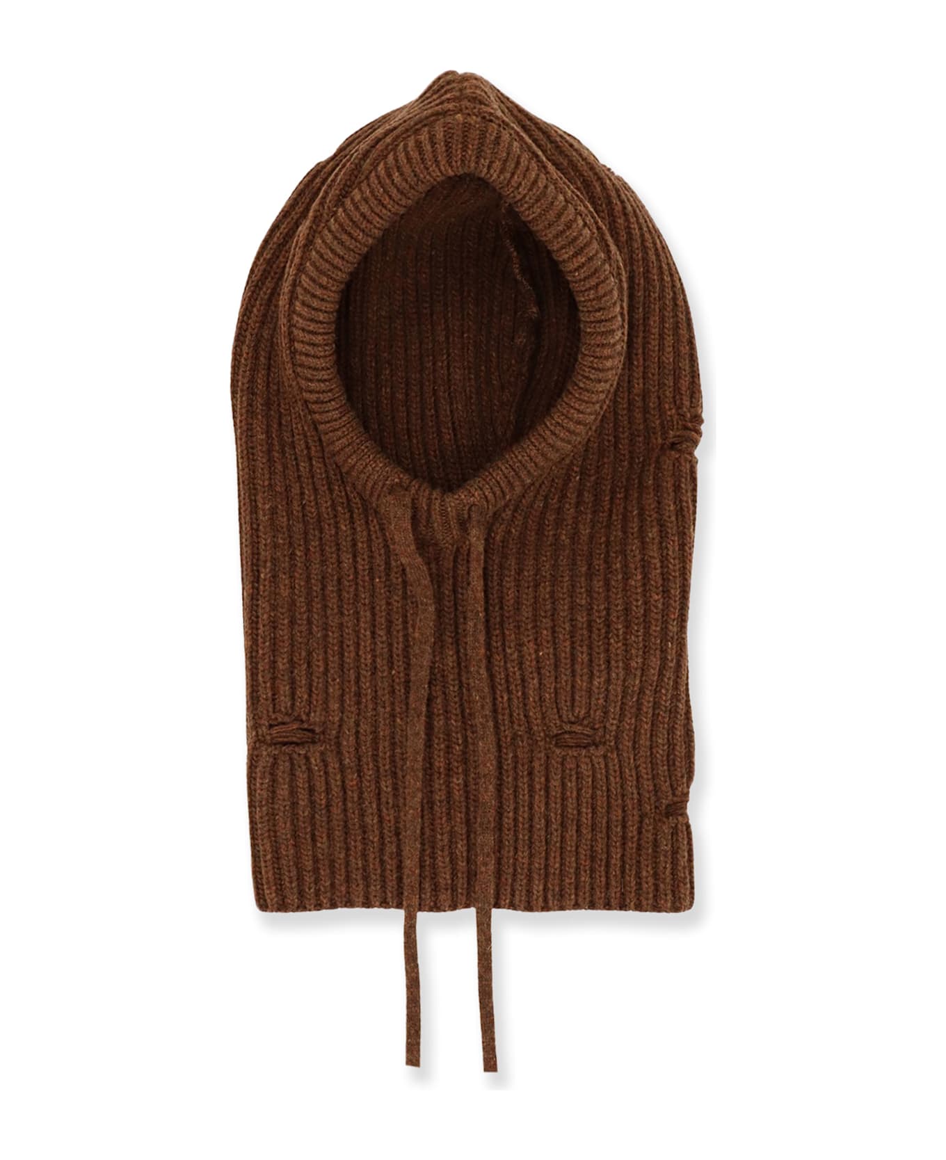 MM6 Maison Margiela Wool Blend Balaclava With Distressed Effect - Brown melange