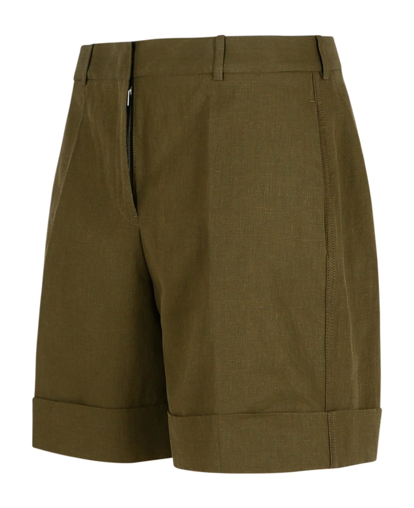 Jil Sander Green Linen Shorts - Green