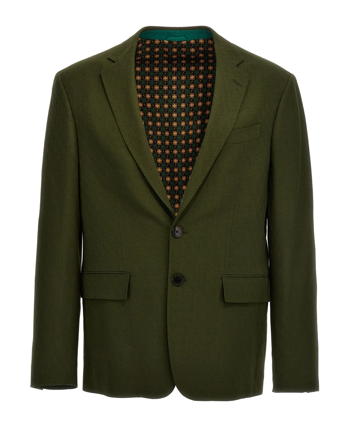 Etro Jacquard Wool Blazer Jacket - Green
