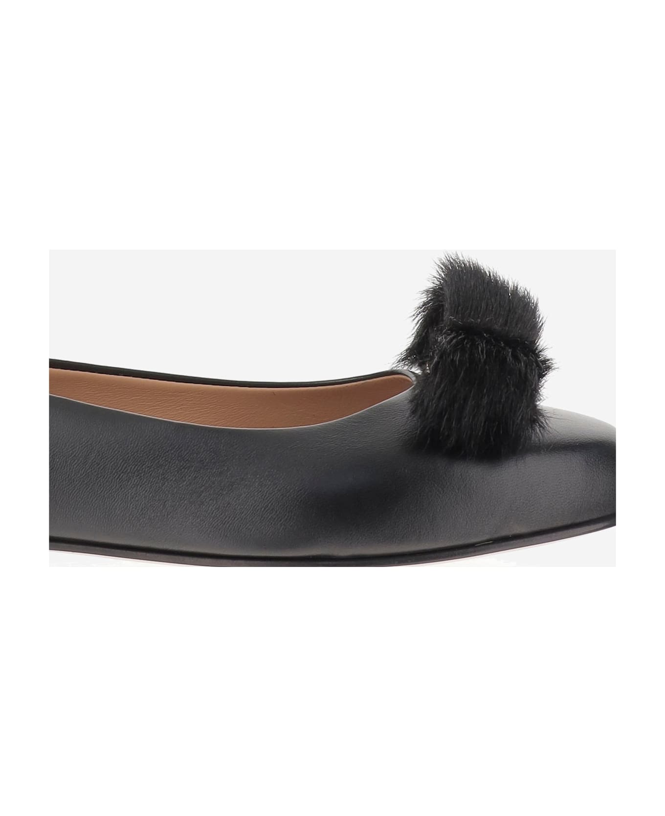 Ferragamo Leather Bow Ballet Flats - Black