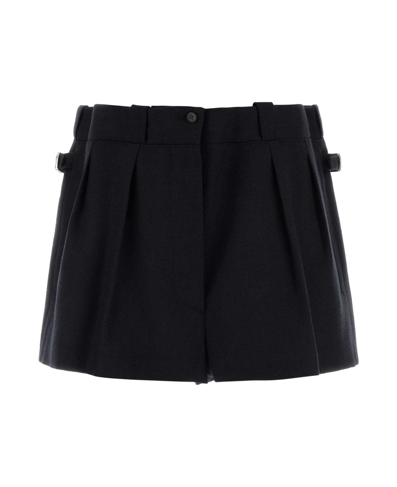 Prada Midnight Blue Wool Shorts - BLEU