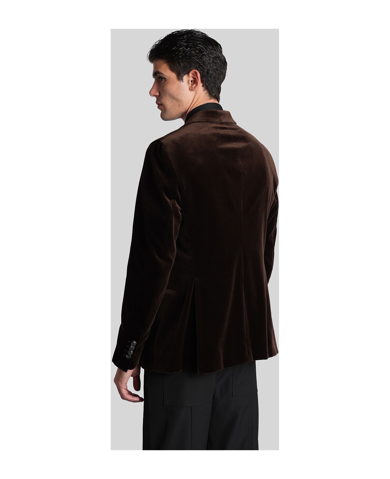 Emporio Armani Blazer In Brown Cotton - brown