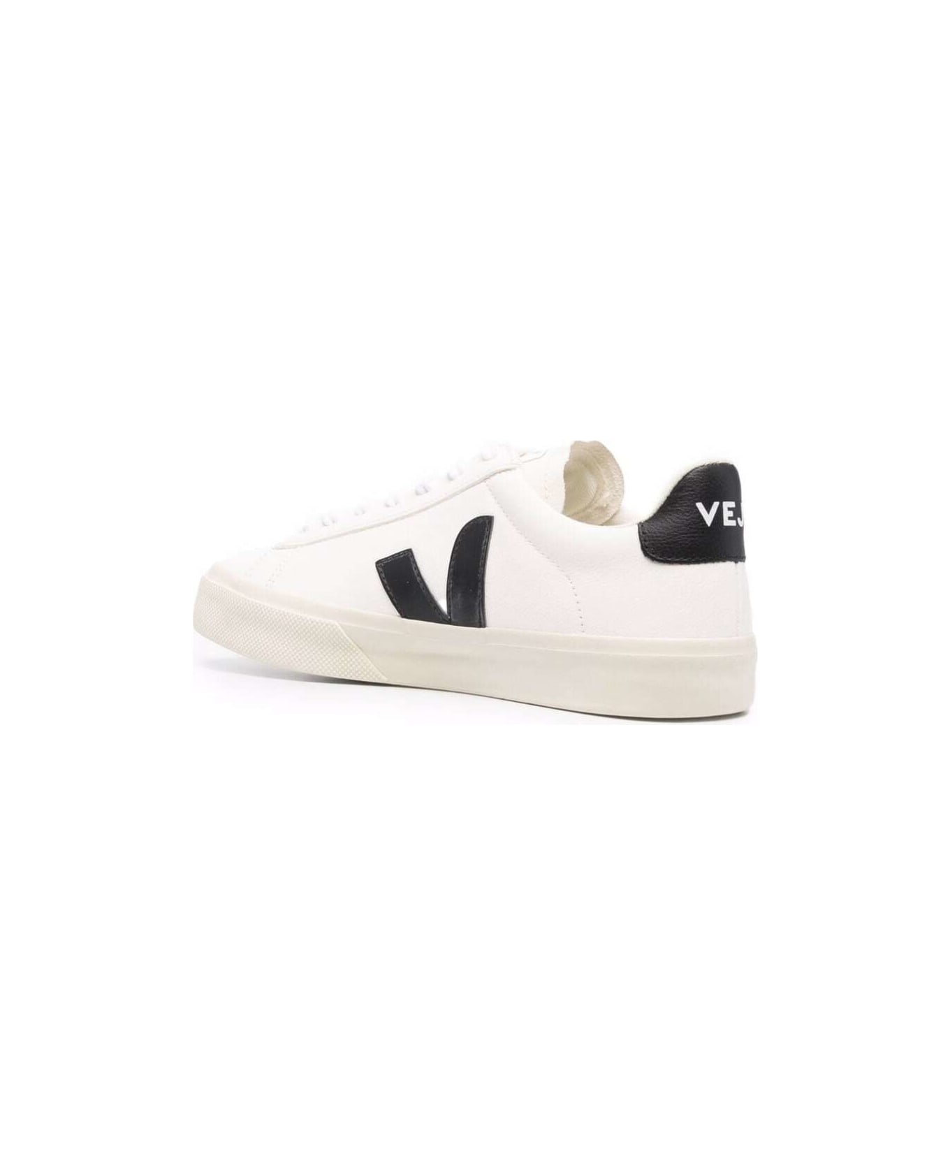 Veja Woman's Campo White And Black Vegan Leather Sneakers - Extra White Black