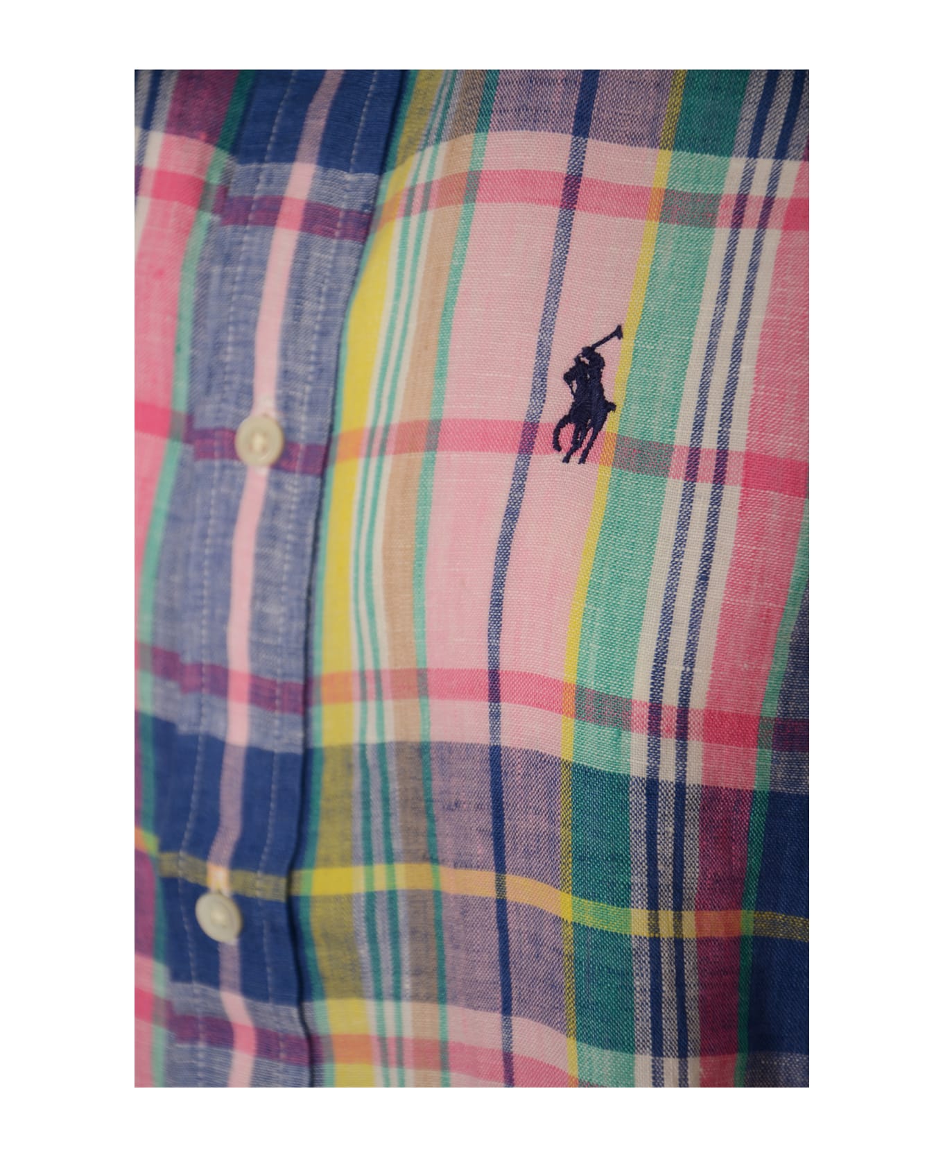 Polo Ralph Lauren Logo Embroidered Check Pattern Round Hem Shirt - Multicolor