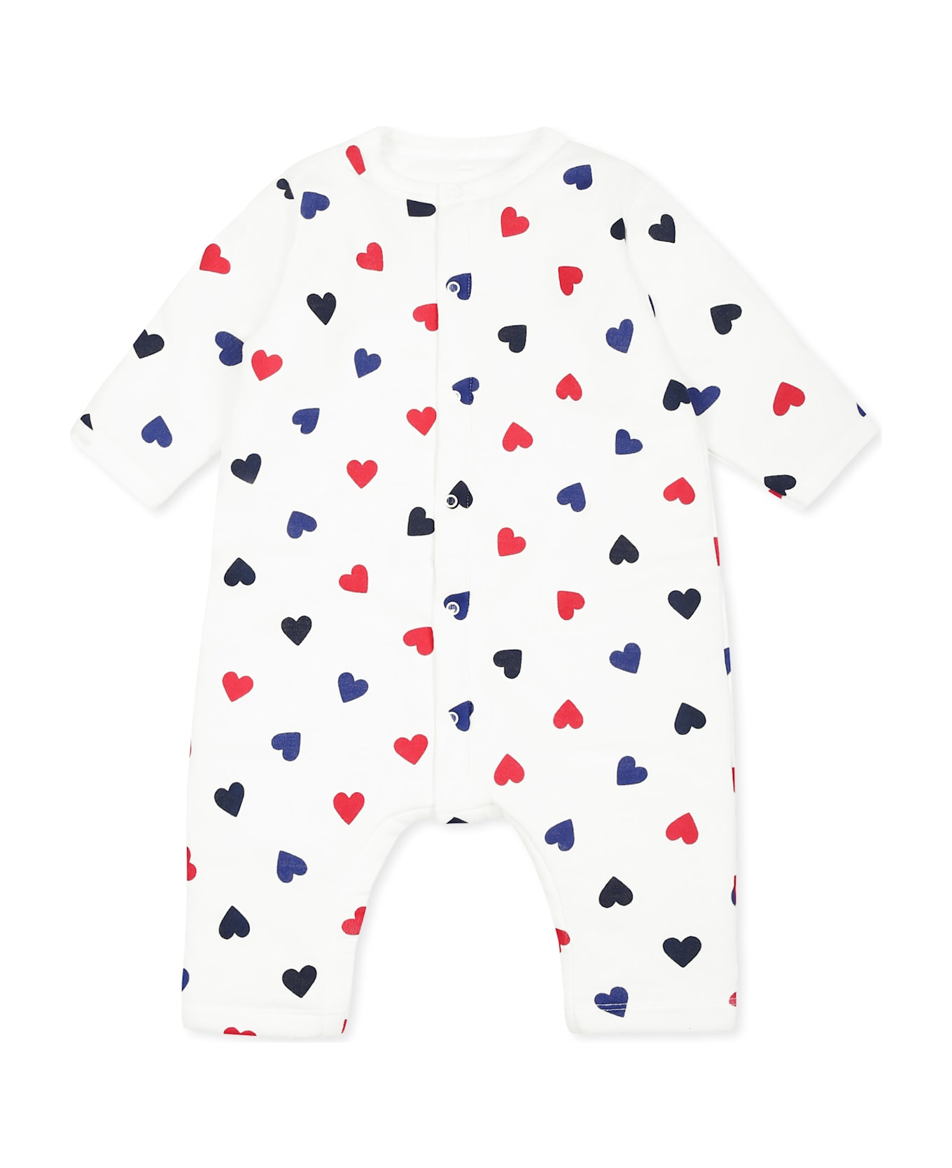 Petit Bateau White Babygrow For Babykids With Hearts - White