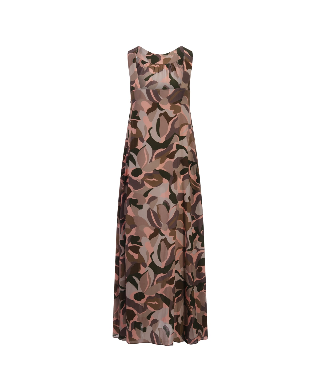Aspesi Multicoloured Crepe De Chine Long Dress - Multicolour ワンピース＆ドレス